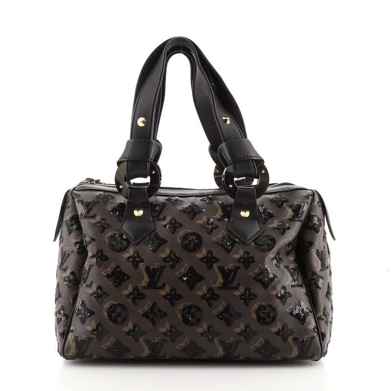 Louis Vuitton Speedy Handbag Limited Edition Monogram Eclipse Sequins 28 In Good Condition In NY, NY