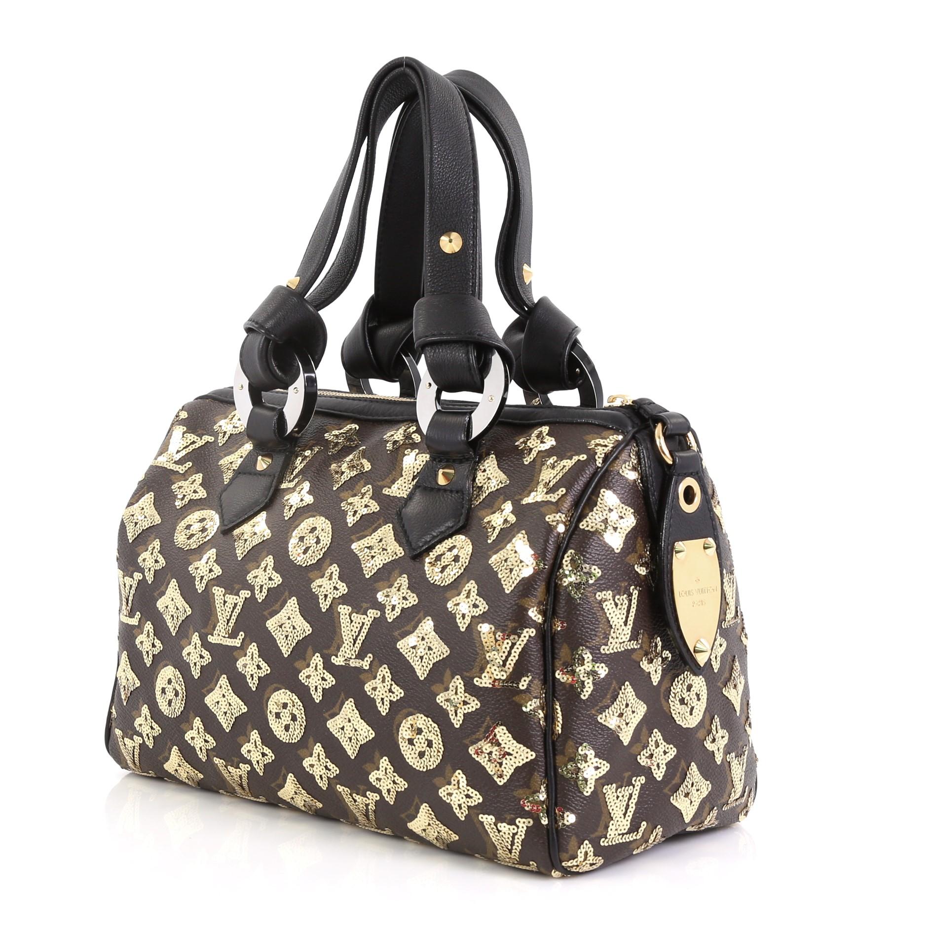 Women's or Men's Louis Vuitton Speedy Handbag Limited Edition Monogram Eclipse Sequins 28