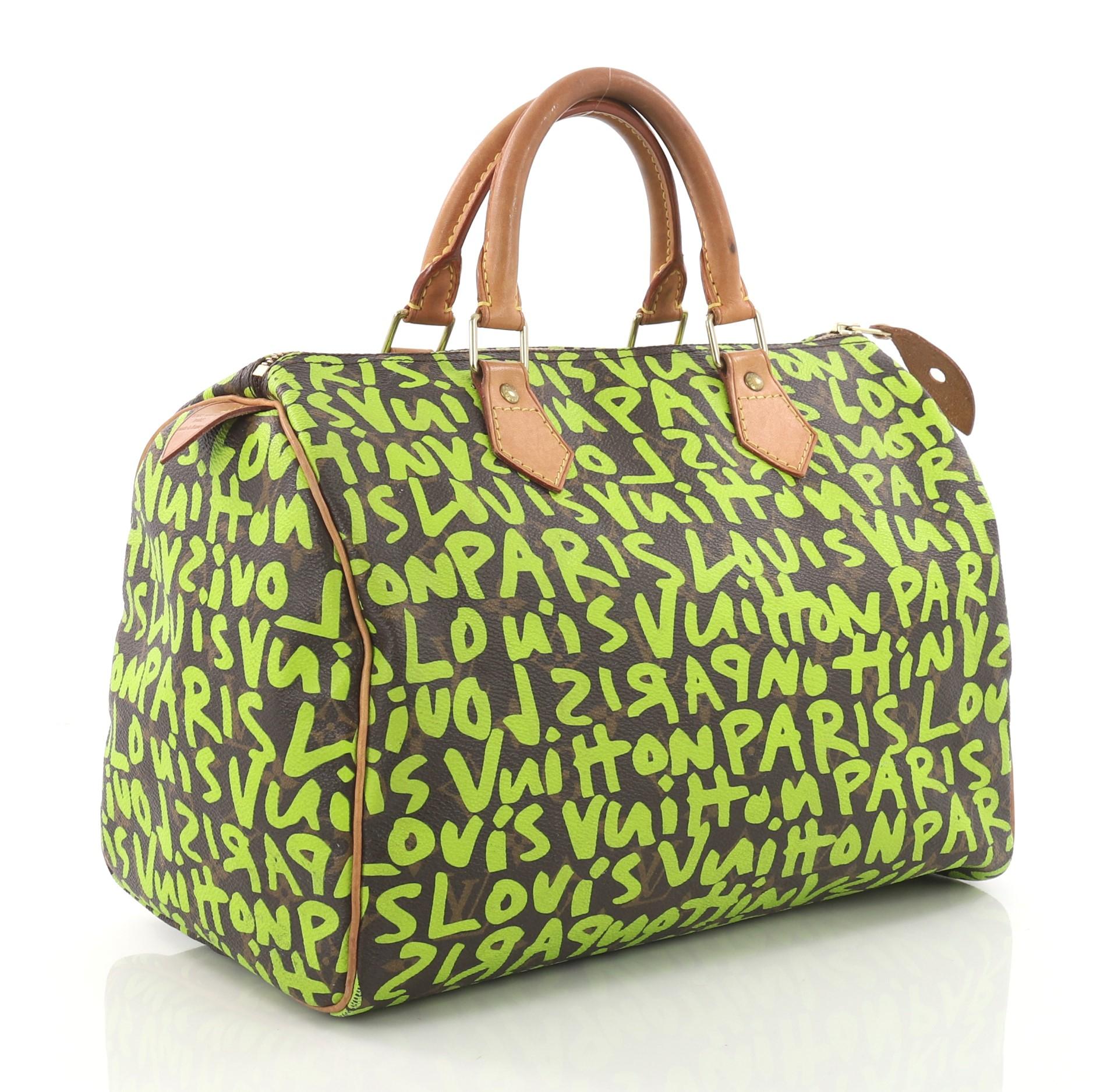 Brown Louis Vuitton Speedy Handbag Limited Edition Monogram Graffiti Canvas 30