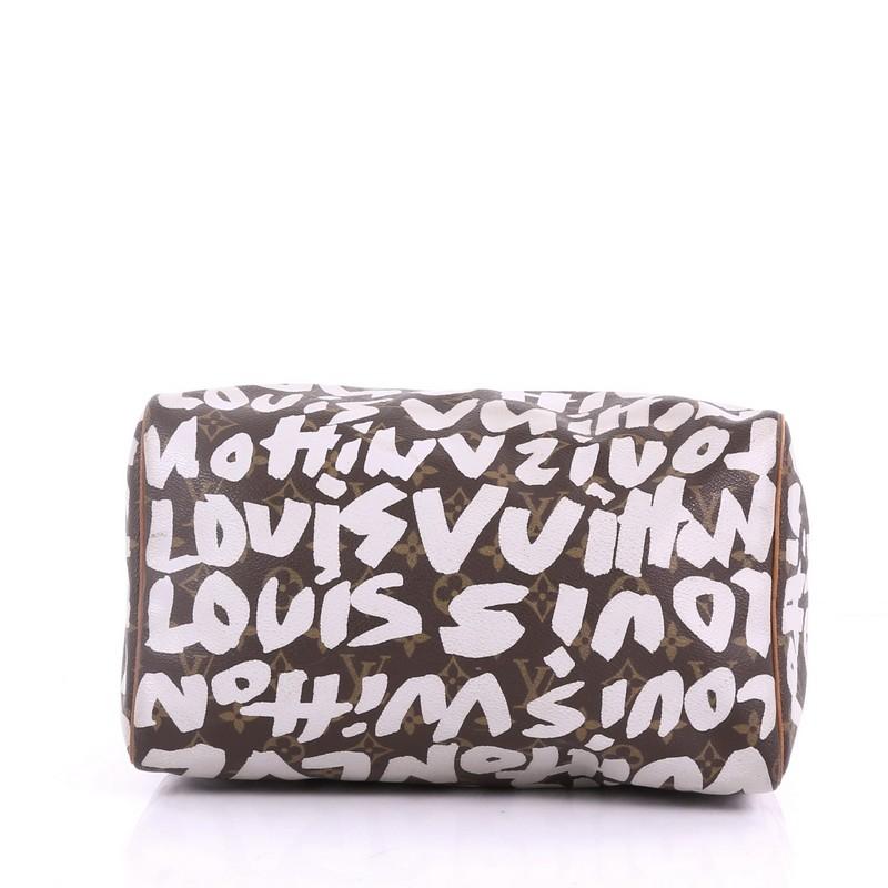 Gray Louis Vuitton Speedy Handbag Limited Edition Monogram Graffiti Canvas 30