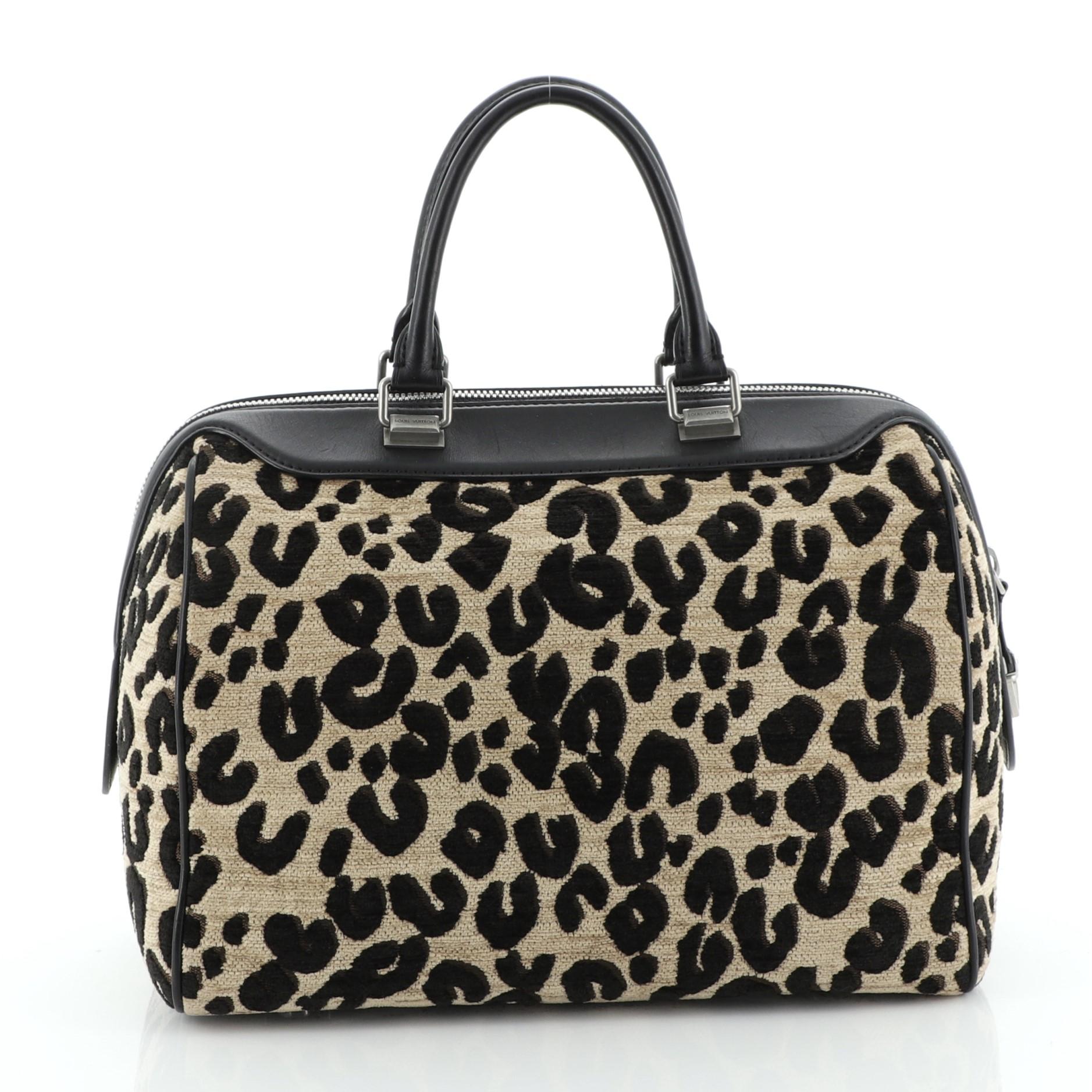 Black Louis Vuitton Speedy Handbag Limited Edition Stephen Sprouse Leopard Chenille