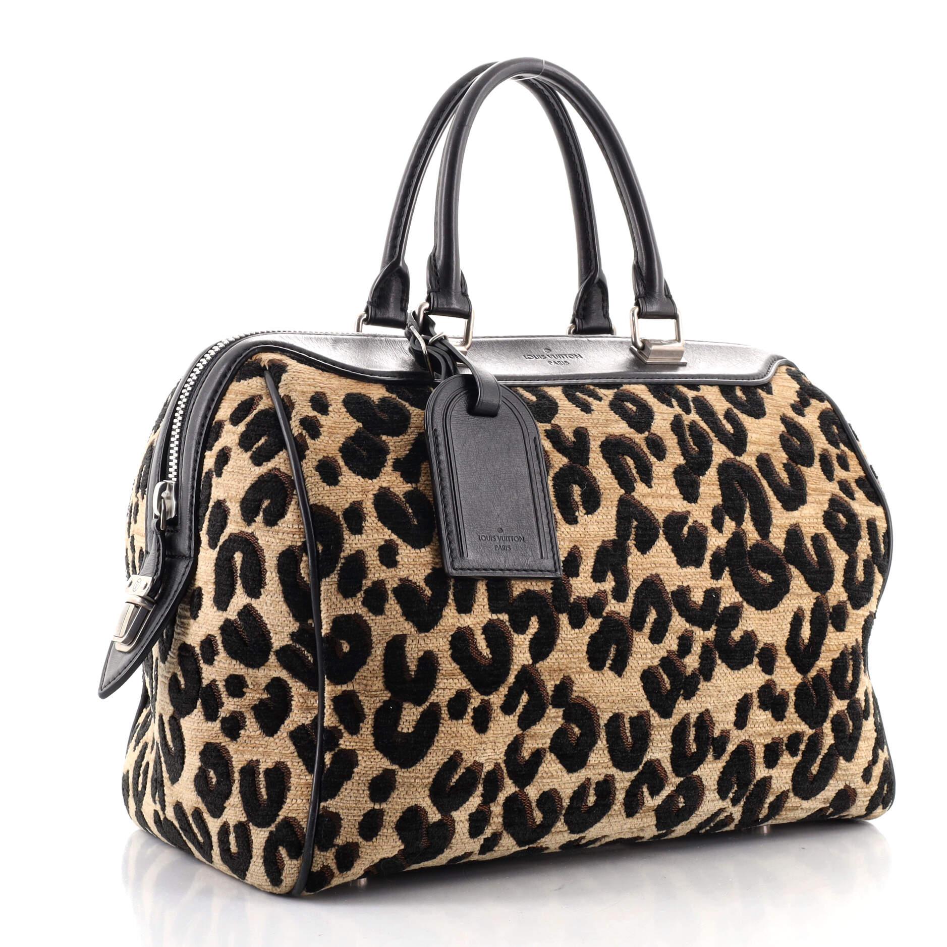 Black Louis Vuitton Speedy Handbag Limited Edition Stephen Sprouse Leopard Chenille