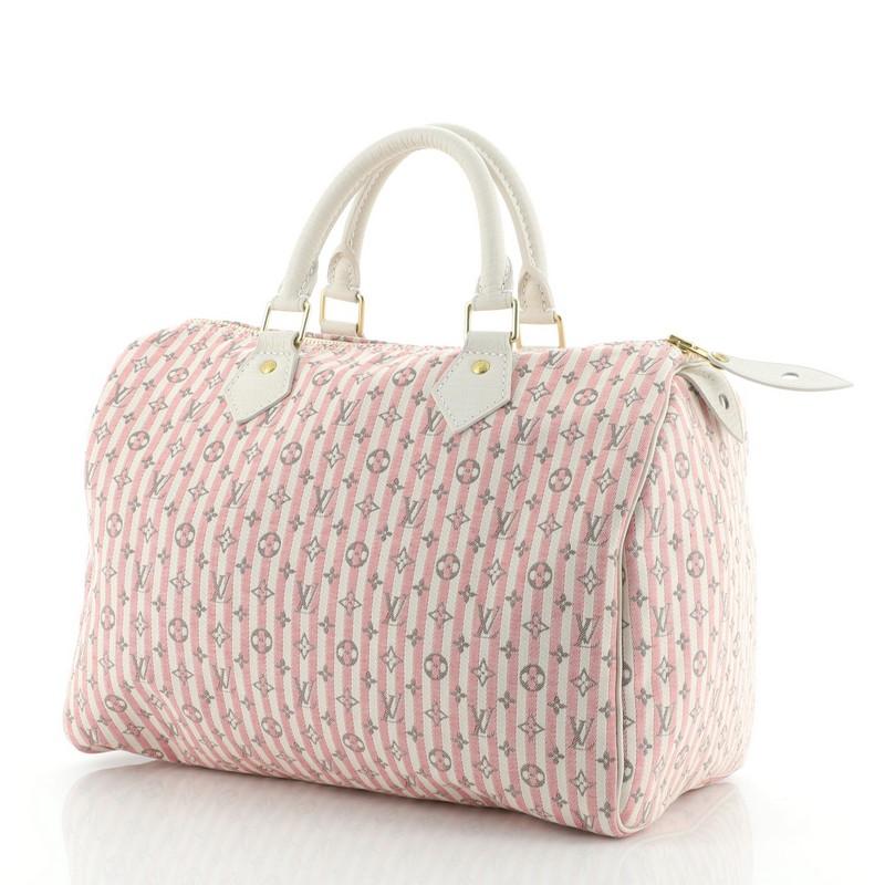 Beige Louis Vuitton Speedy Handbag Mini Lin Croisette 30