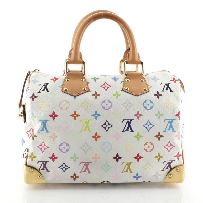 Beige Louis Vuitton Speedy Handbag Monogram Multicolor 30