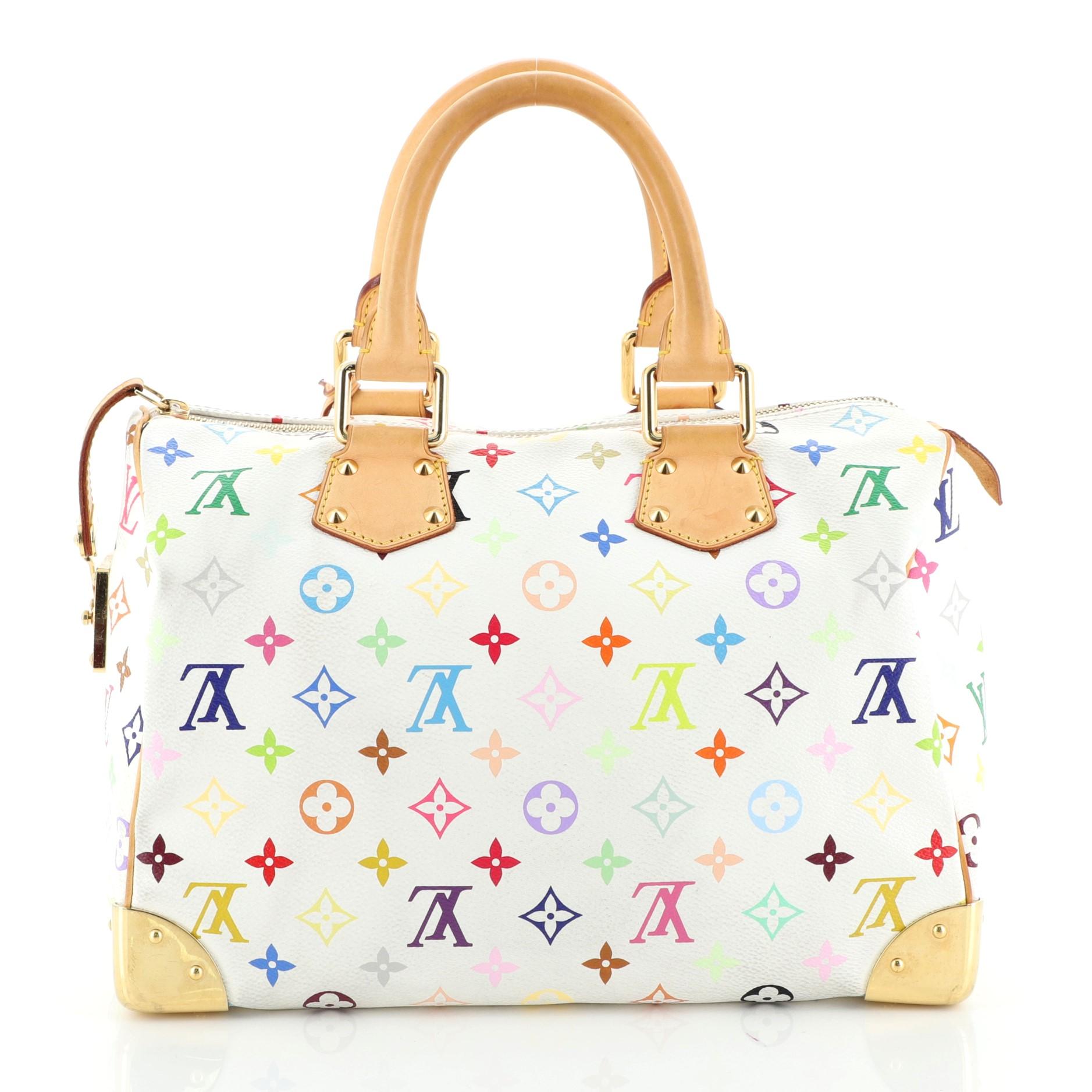 Beige Louis Vuitton Speedy Handbag Monogram Multicolor 30