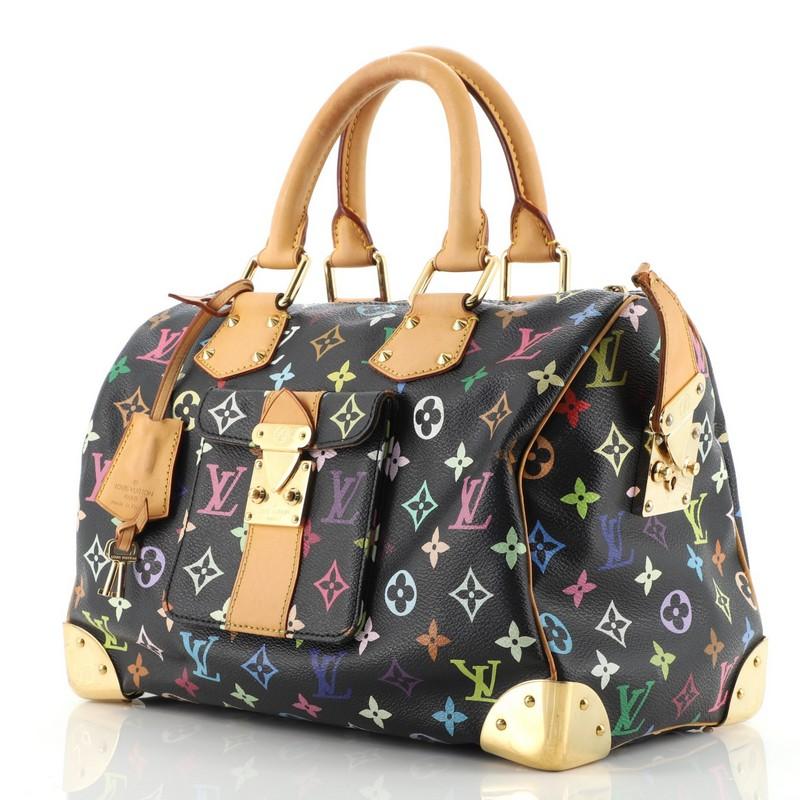 Black Louis Vuitton Speedy Handbag Monogram Multicolor 30