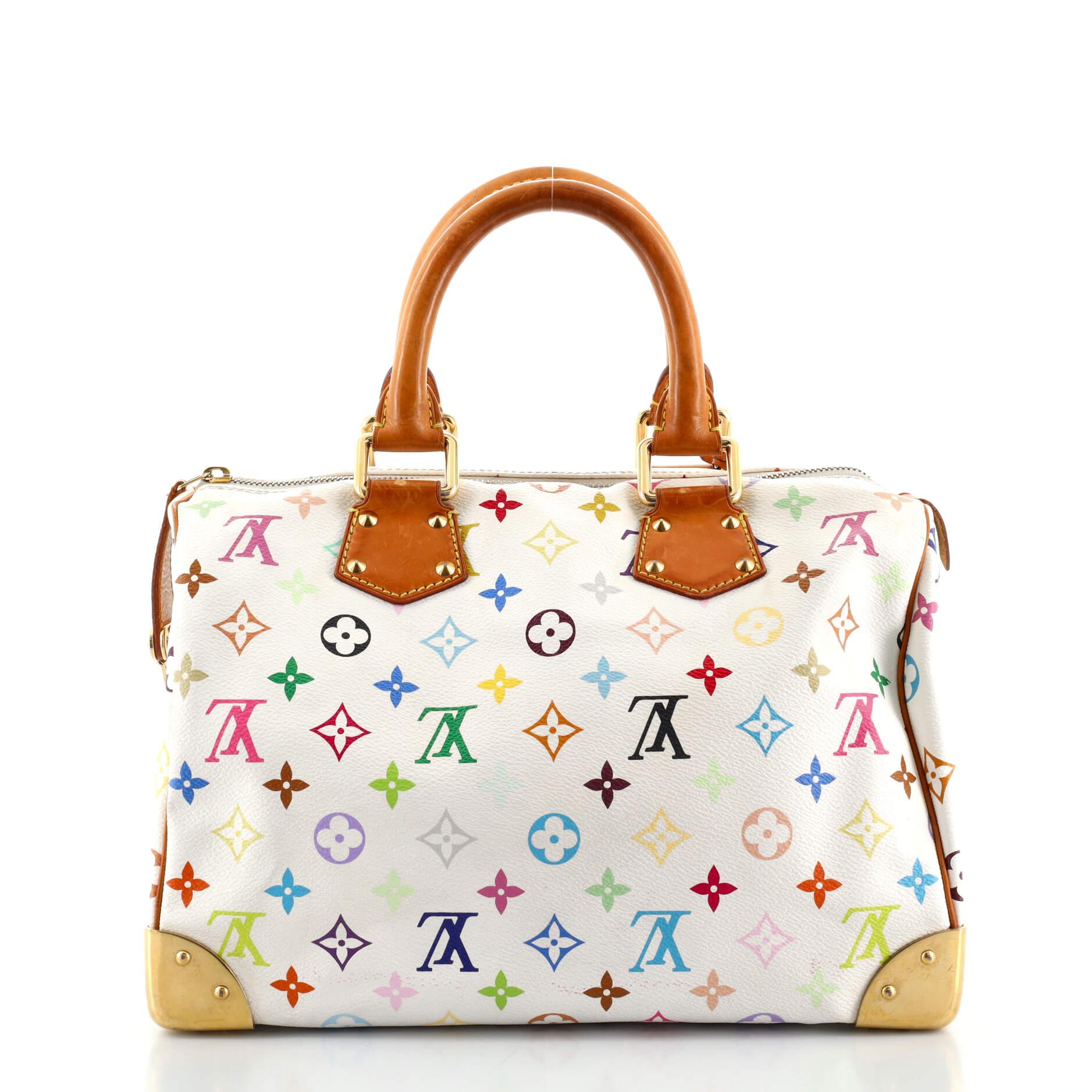 Beige Louis Vuitton Speedy Handbag Monogram Multicolor 30