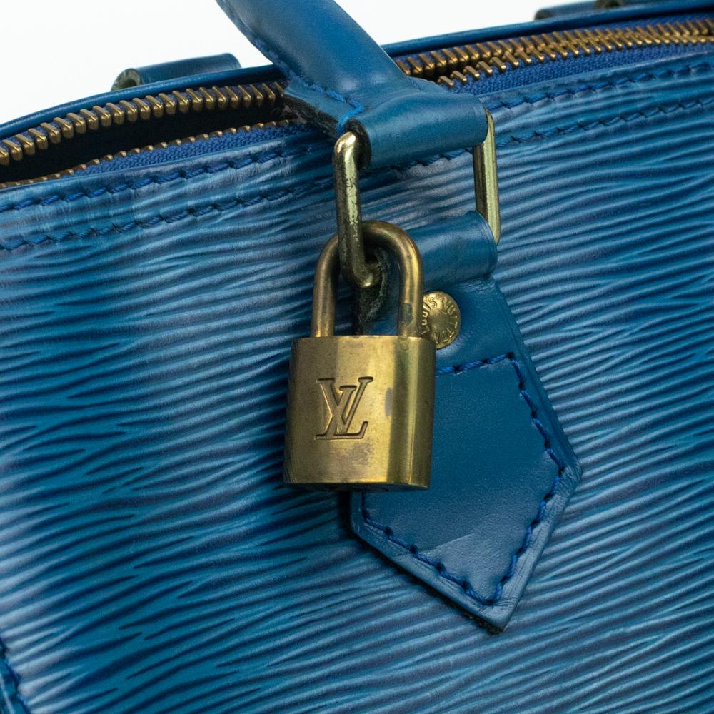 Louis Vuitton, Speedy in blue leather 10