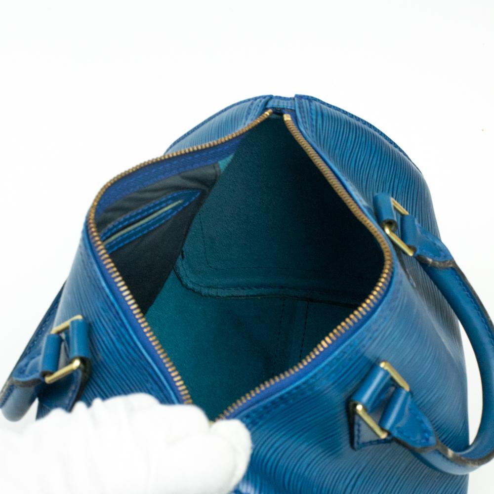 Louis Vuitton, Speedy in blue leather In Good Condition In Clichy, FR
