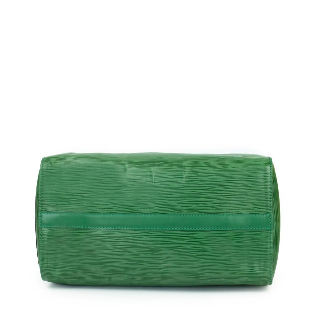 Gray Louis Vuitton, Speedy in green leather