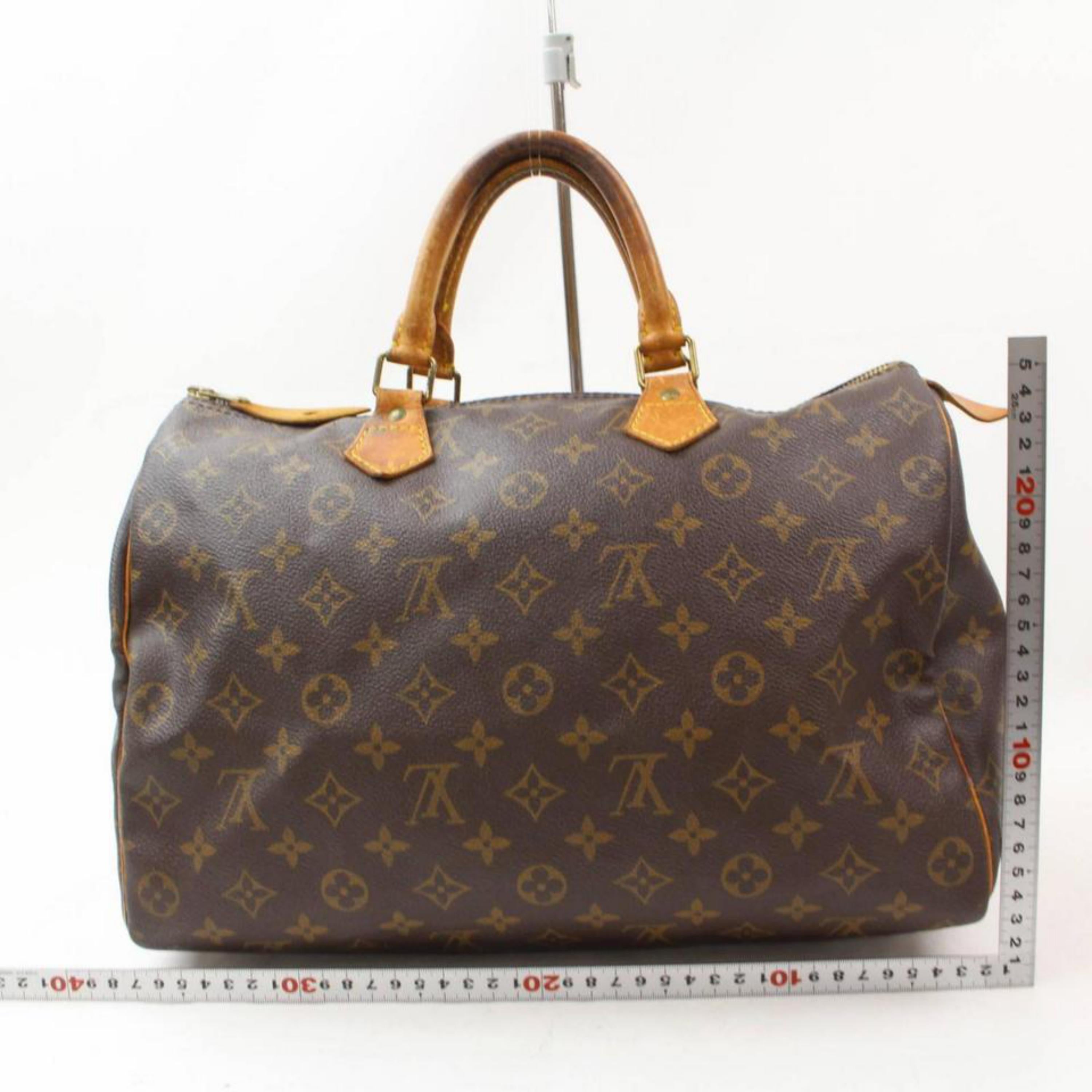 Louis Vuitton Speedy Large Monogram 35 869266 Brown Coated Canvas Satchel For Sale 1