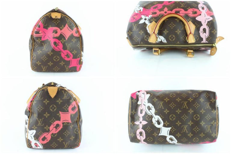 Louis Vuitton Speedy Limited Edition Chain Flower 30 22lz1129 Pink