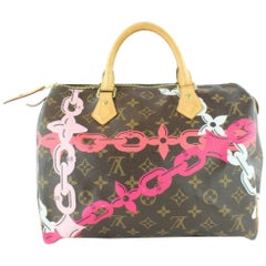 Louis Vuitton Speedy Limited Edition Chain Flower 30 22lz1129 Pink Satchel