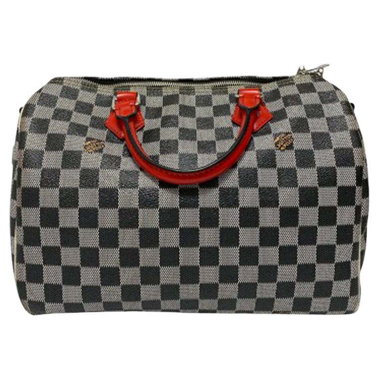 LV Louis Vuitton Damier White Speedy 30 Mini Duffle Handbag Purse Classic  Bag