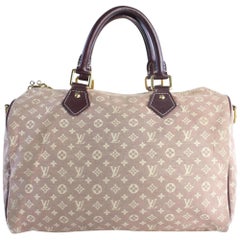 Louis Vuitton Speedy Mini Lin Bandouliere 30 18lz0824 Burgundy Canvas Travel Bag