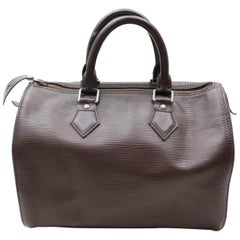Vintage Louis Vuitton Speedy Moka 25 870013 Brown Leather Satchel