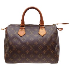 Vintage Louis Vuitton Speedy Monogram 25 229124 Brown Coated Canvas Satchel