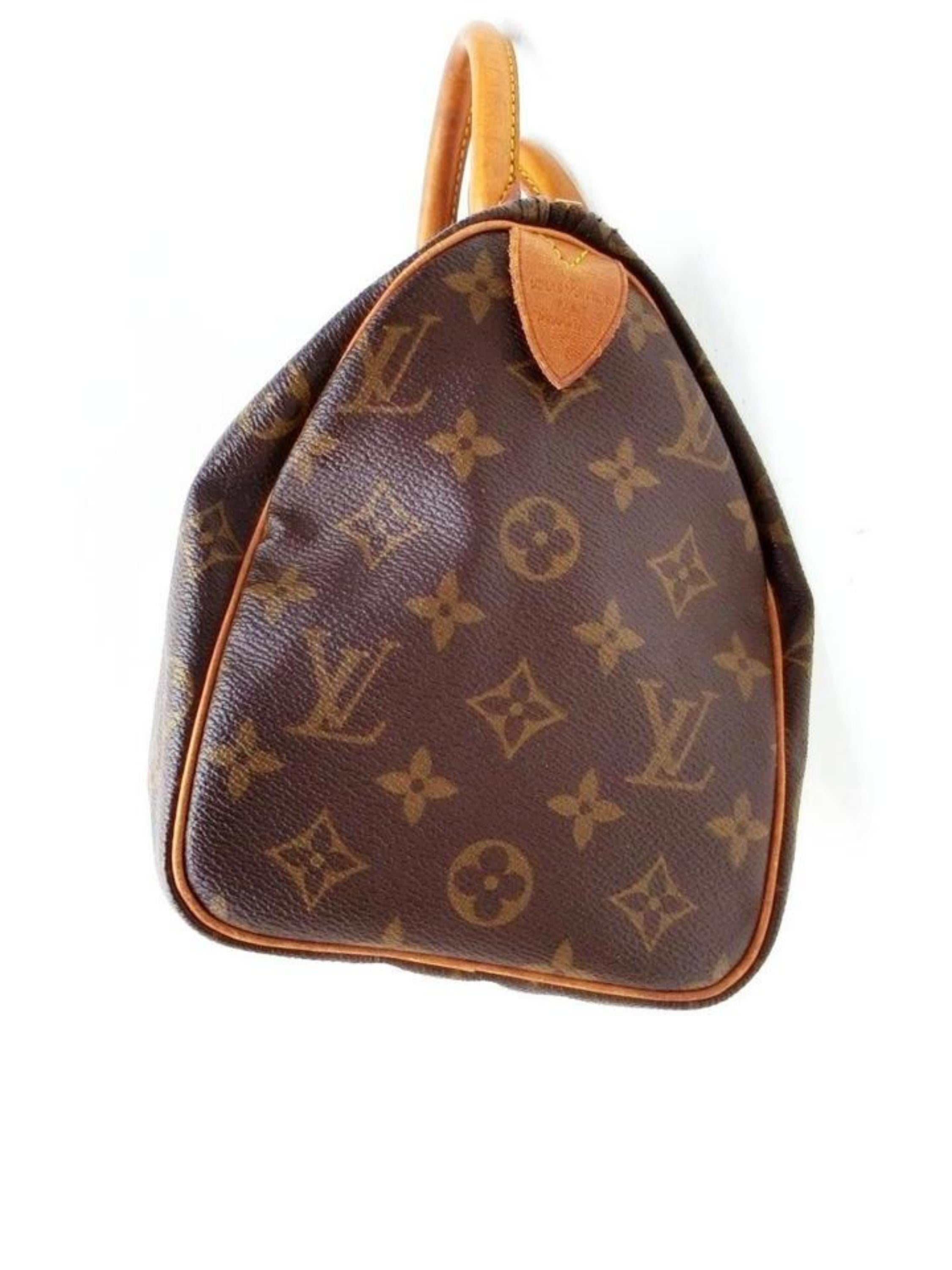 Louis Vuitton Speedy Monogram 25 234208 Brown Coated Canvas Satchel For Sale 3