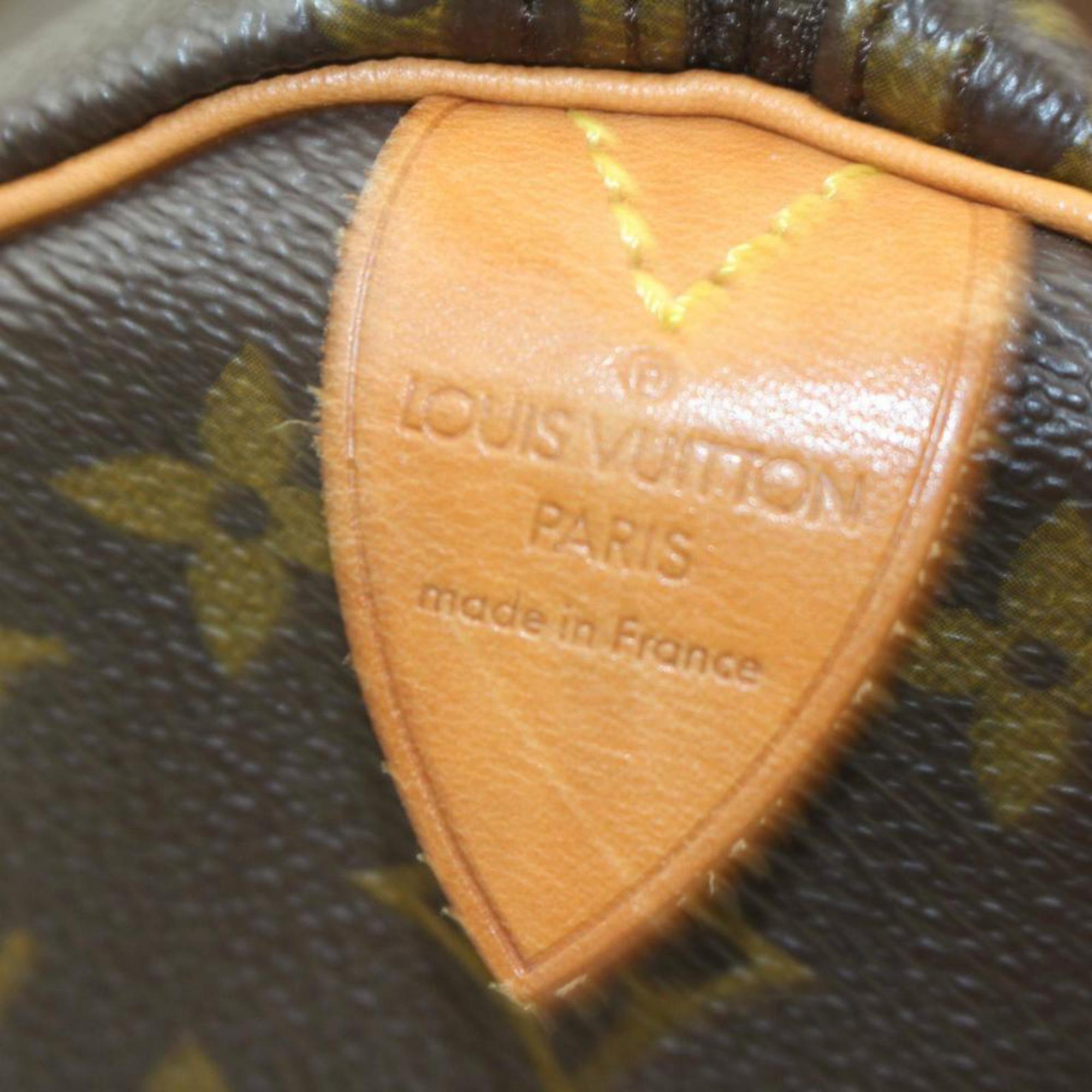 Louis Vuitton Speedy Monogram 25 870171 Brown Coated Canvas Satchel In Excellent Condition For Sale In Forest Hills, NY