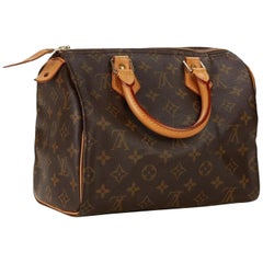 Vintage Louis Vuitton Speedy Monogram 25 Small Boston 869387 Brown Coated Canvas Satchel