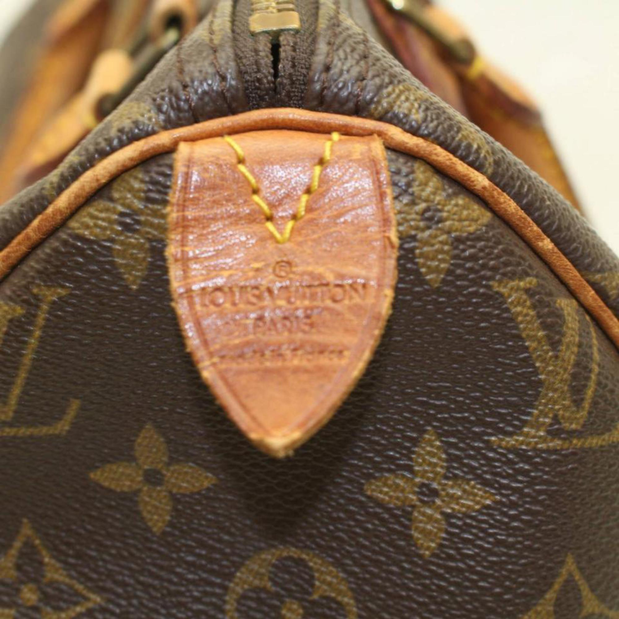 Louis Vuitton Speedy Monogram 30 Boston Mm 869720 Brown Coated Canvas Satchel In Good Condition For Sale In Forest Hills, NY