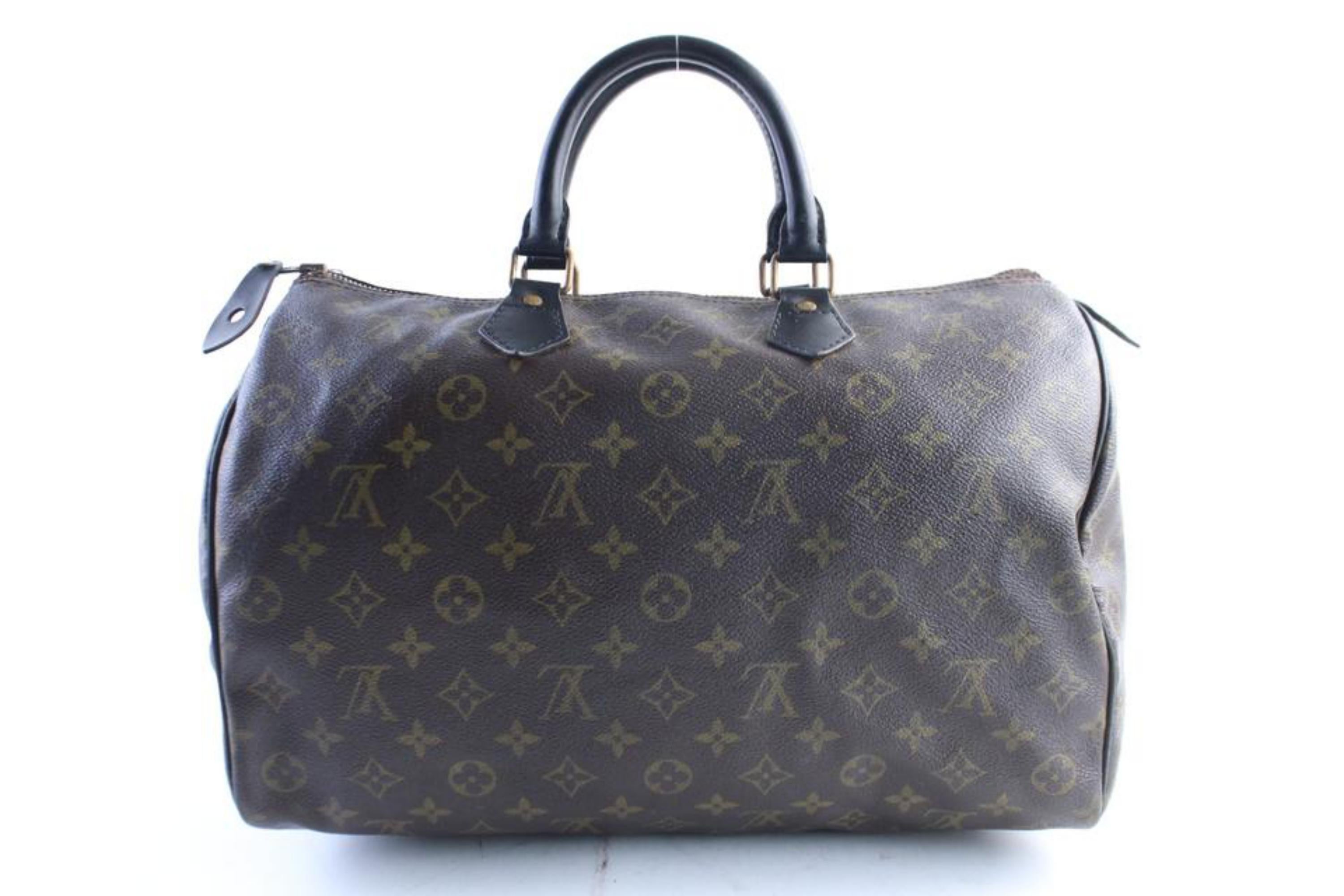 Louis Vuitton Speedy Monogram 35 226334 Brown Coated Canvas Weekend/Travel Bag For Sale 2