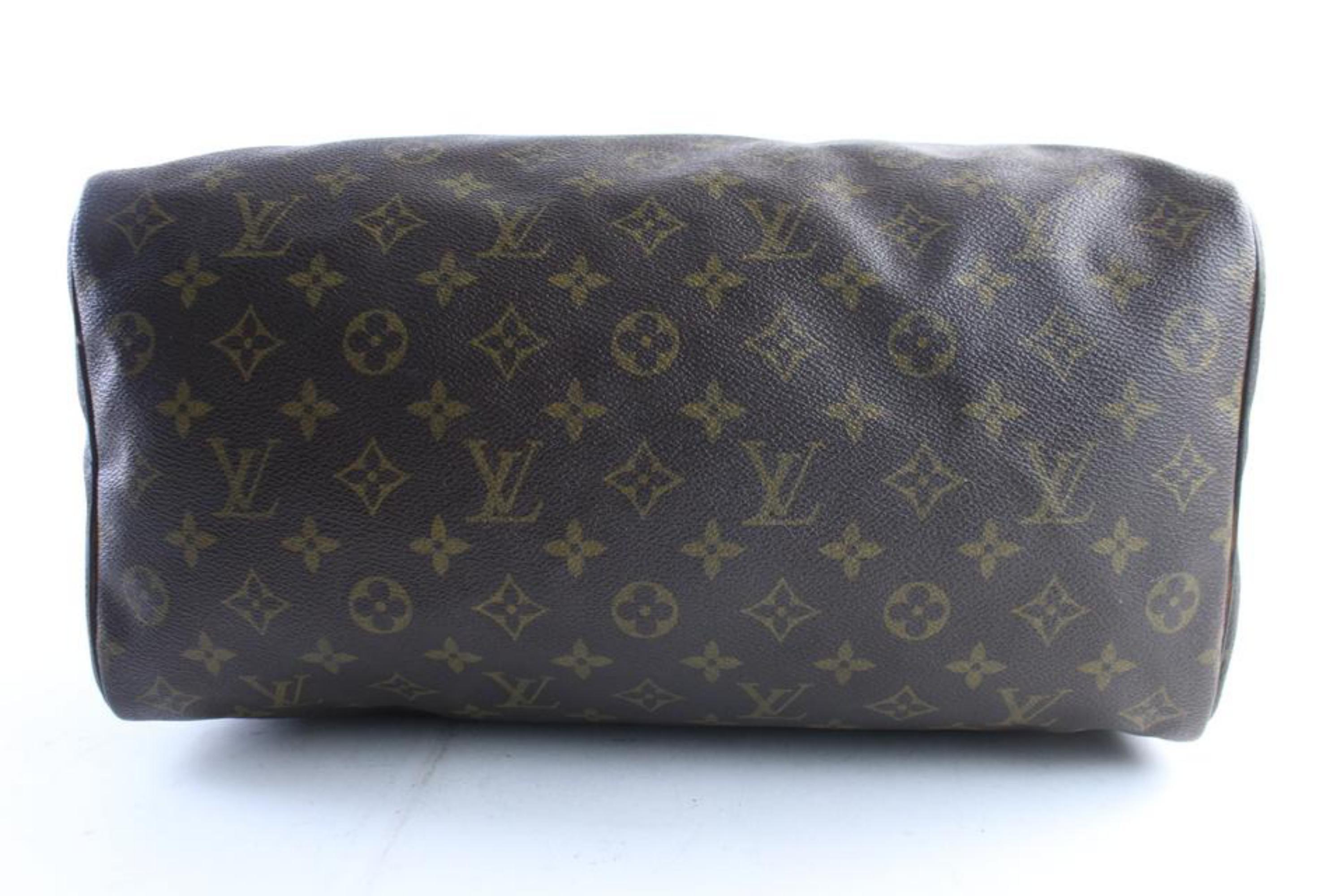 Louis Vuitton Speedy Monogram 35 226334 Brown Coated Canvas Weekend/Travel Bag For Sale 5