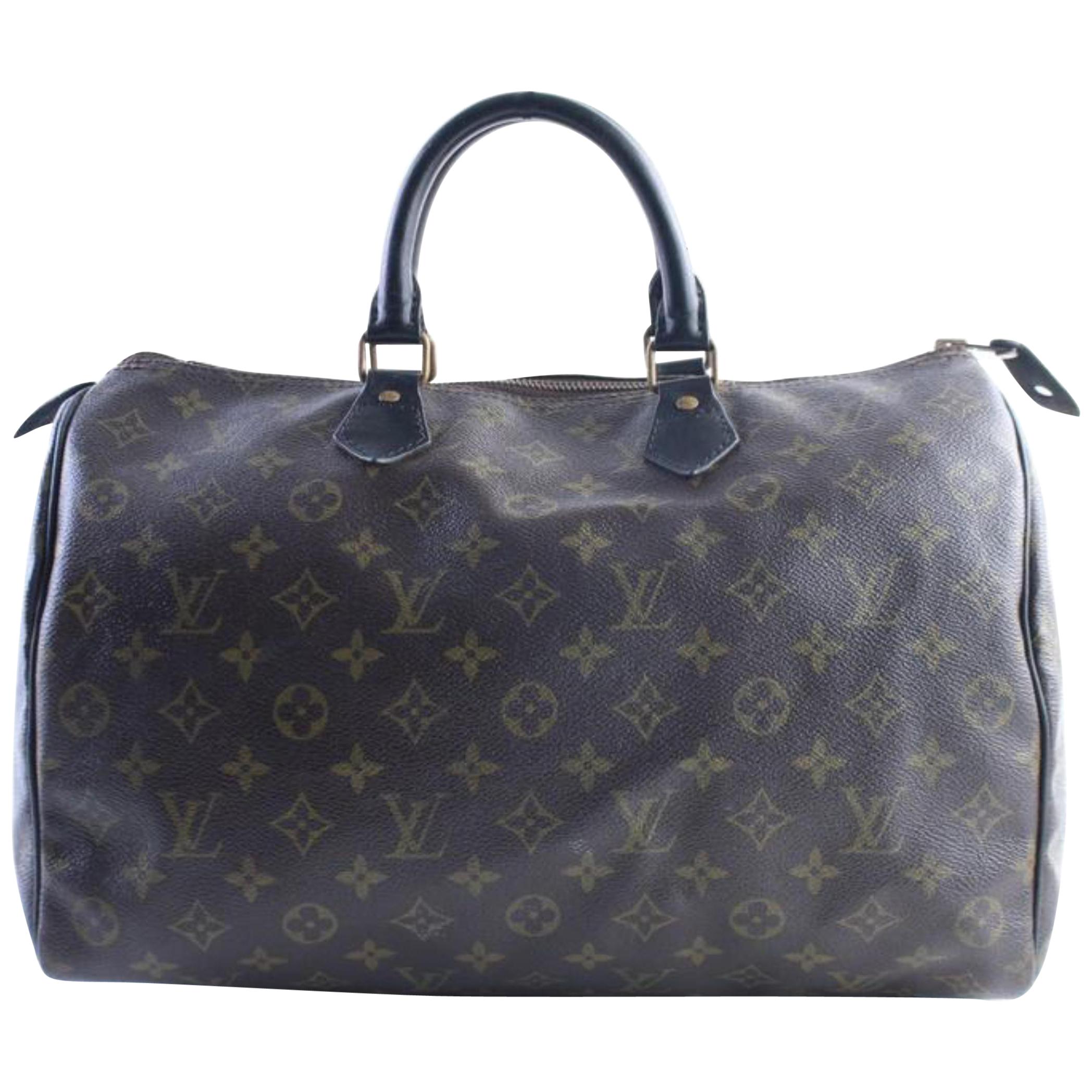 Louis Vuitton Speedy Monogram 35 226334 Brown Coated Canvas Weekend/Travel Bag For Sale