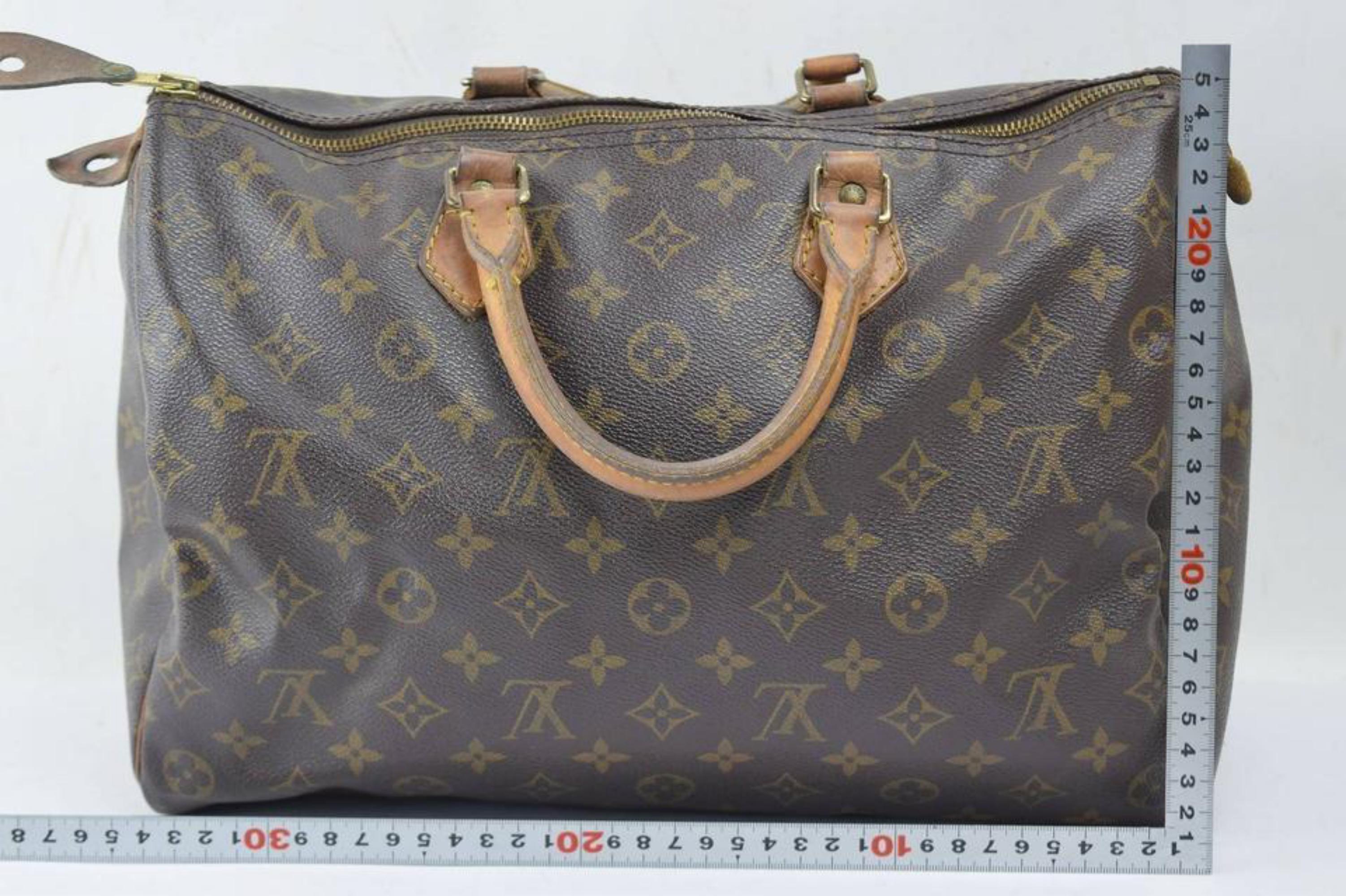 Women's Louis Vuitton Speedy Monogram 35 866825 Brown Coated Canvas Satchel For Sale
