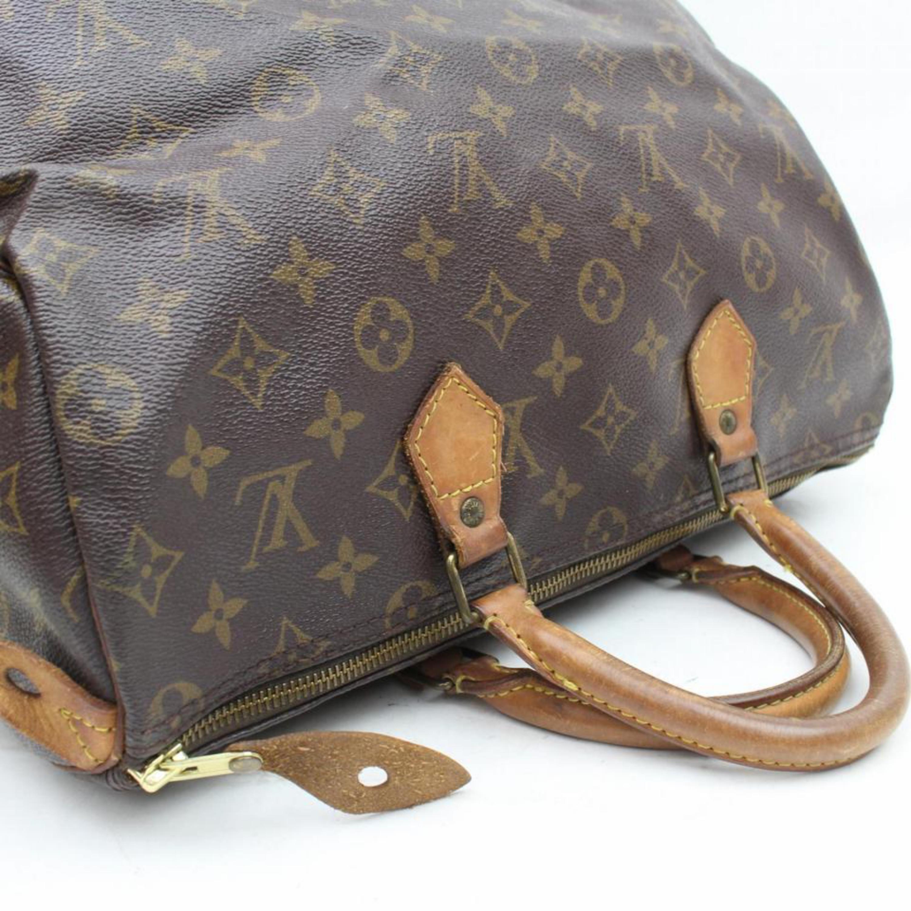 Louis Vuitton Speedy Monogram 35 869197 Brown Coated Canvas Satchel For Sale 5