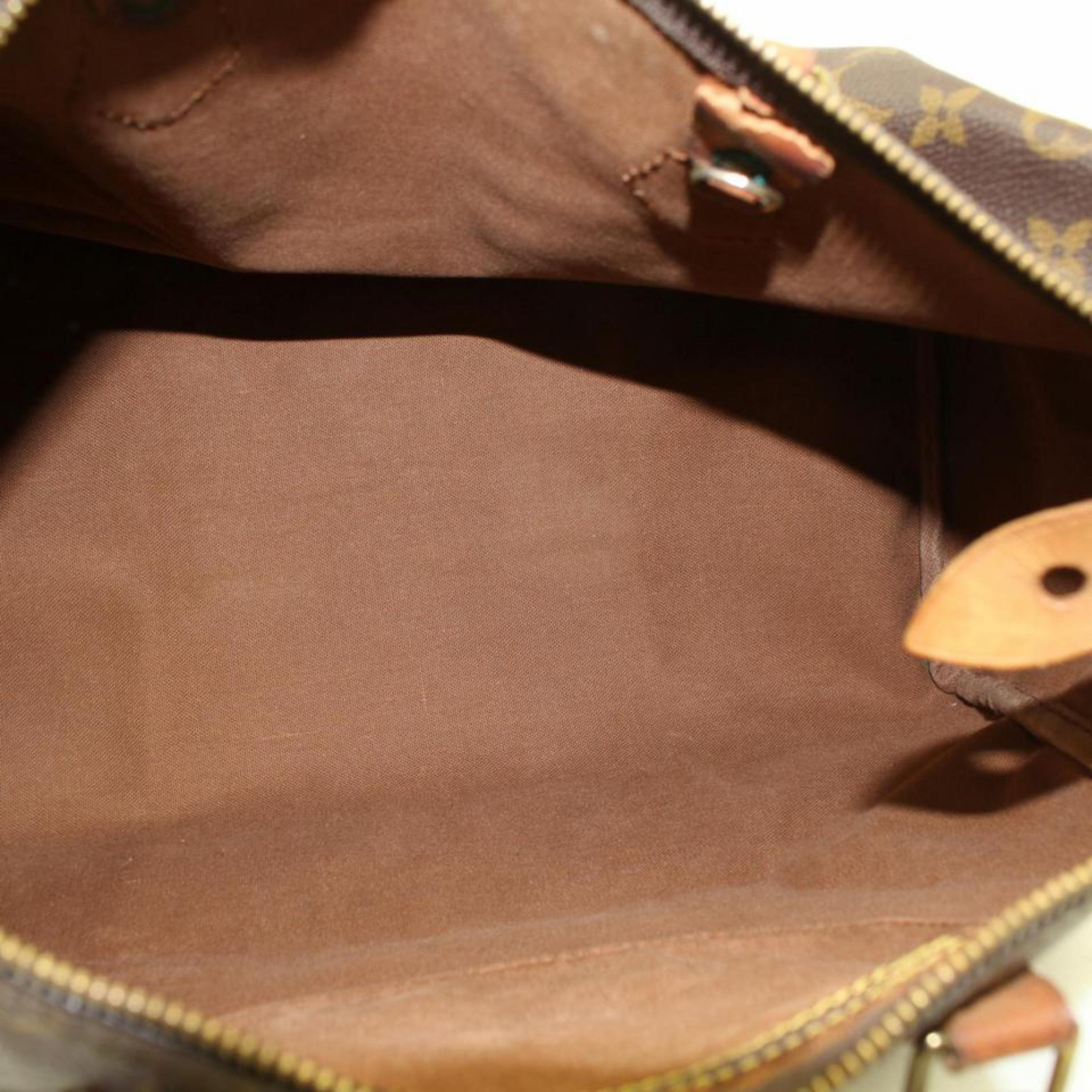 Louis Vuitton Speedy Monogram 35 869197 Brown Coated Canvas Satchel In Good Condition For Sale In Forest Hills, NY