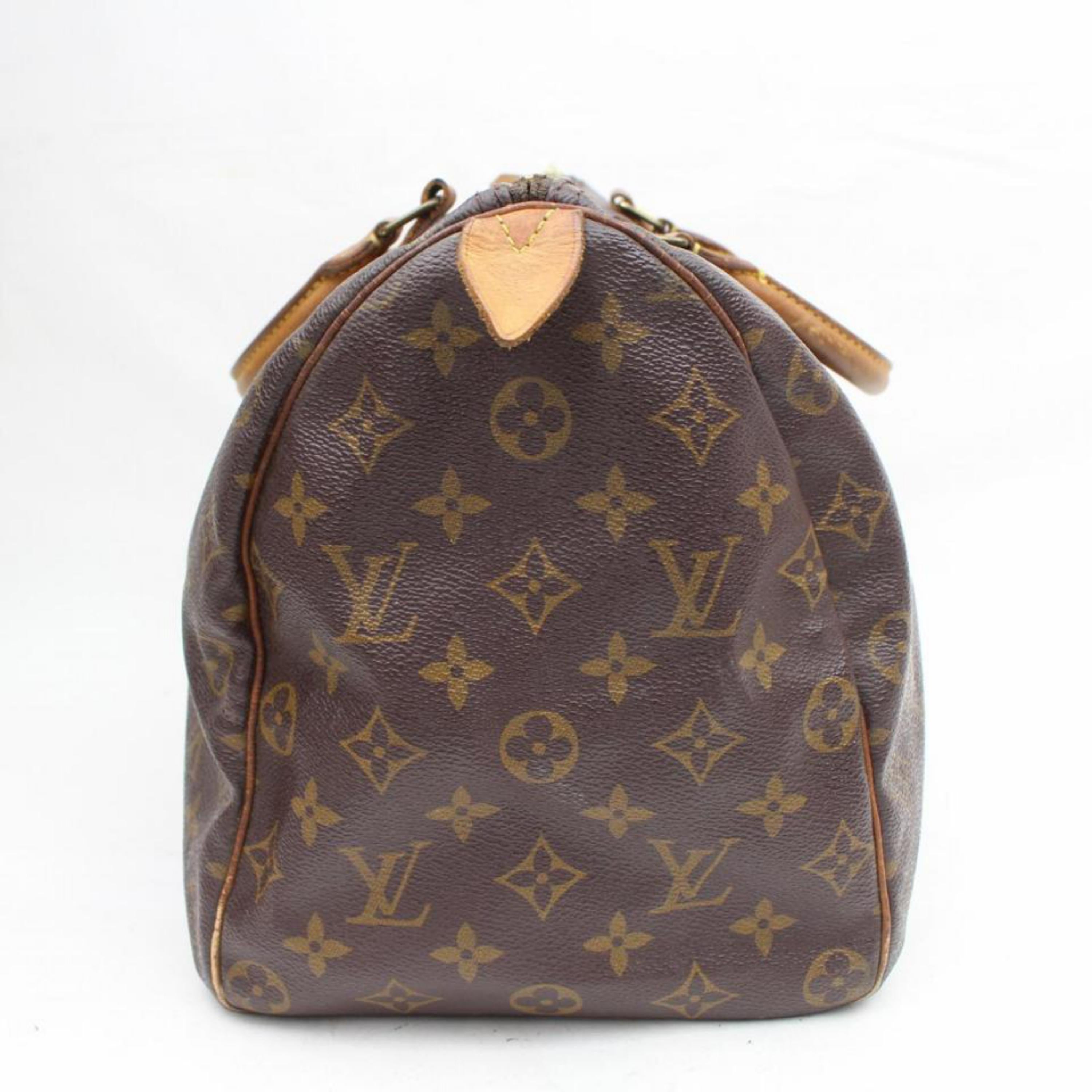 Louis Vuitton Speedy Monogram 35 869197 Brown Coated Canvas Satchel For Sale 3