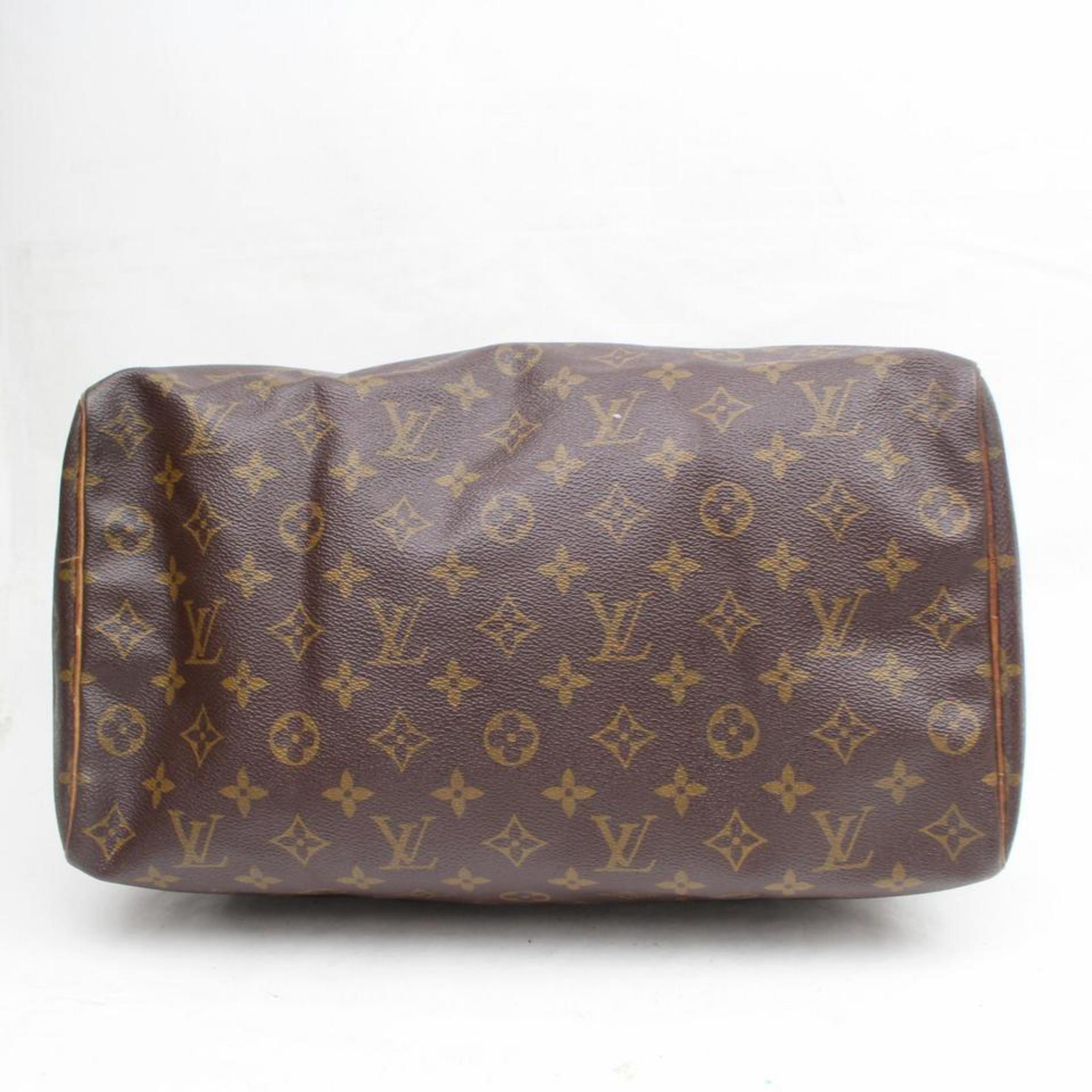 Louis Vuitton Speedy Monogram 35 869197 Brown Coated Canvas Satchel For Sale 4