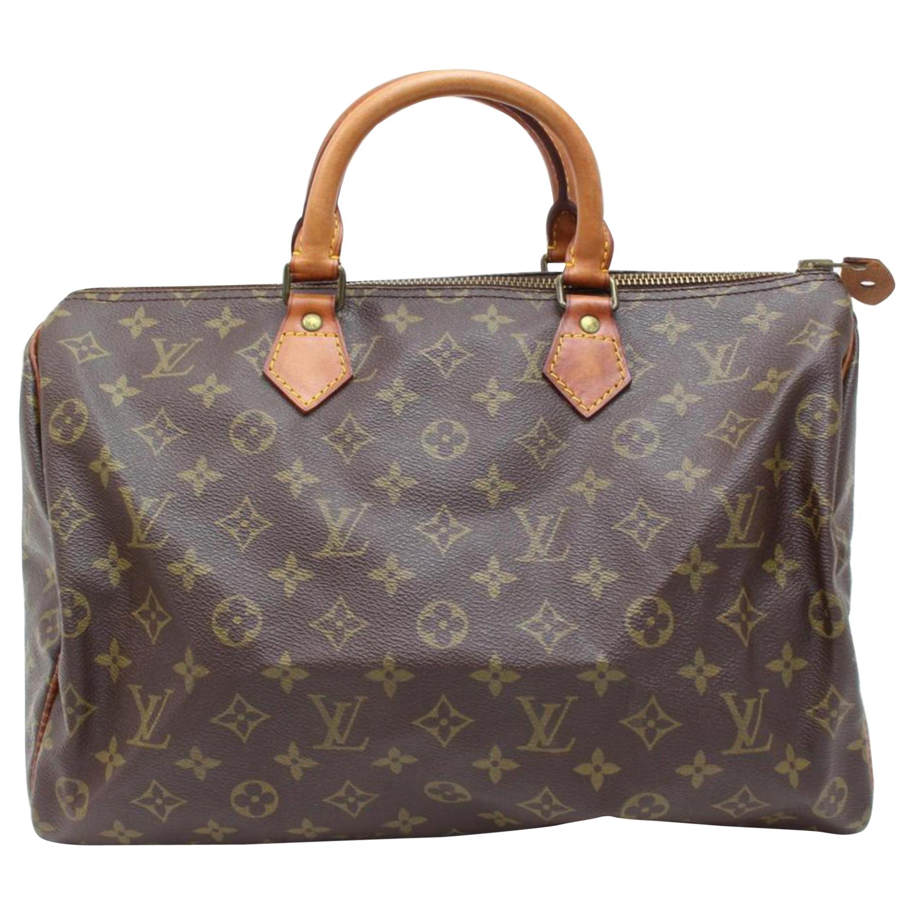 Louis Vuitton Speedy Monogram 35 Boston Mm 869866 Brown Coated Canvas Satchel For Sale