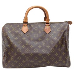 Vintage Louis Vuitton Speedy Monogram 35 Boston Mm 869866 Brown Coated Canvas Satchel