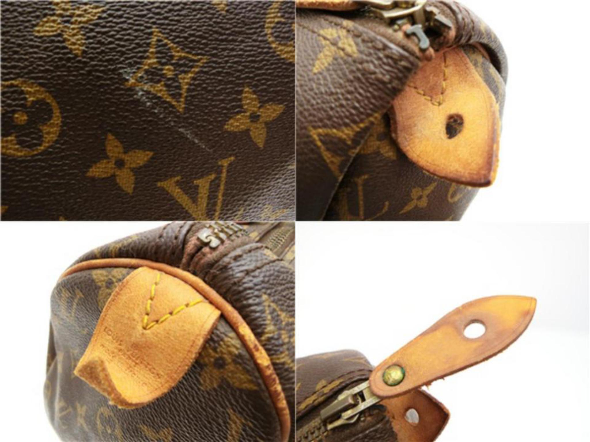 Louis Vuitton Speedy Monogram 40 227741 Brown Coated Canvas Satchel In Good Condition For Sale In Forest Hills, NY