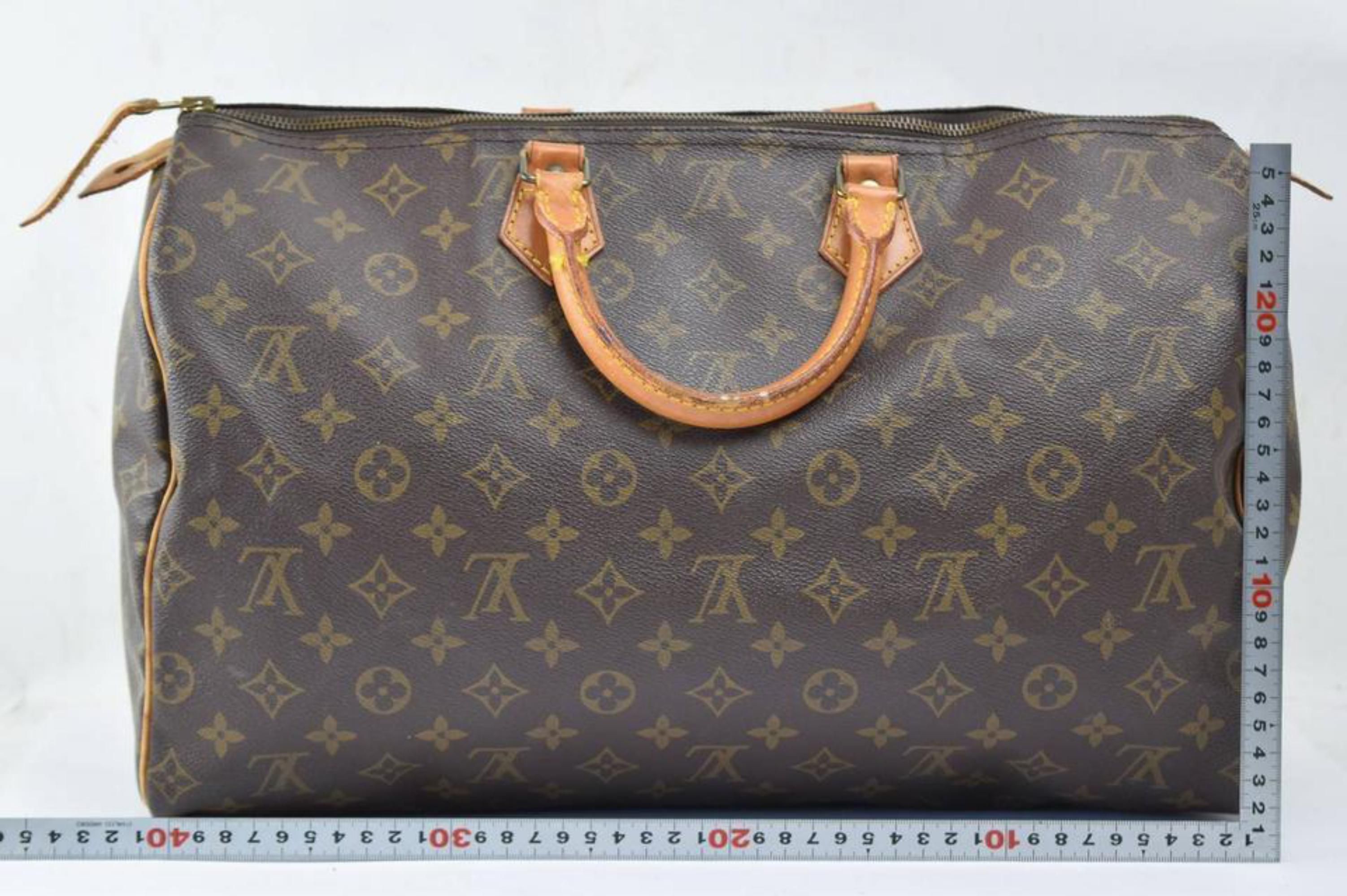 Louis Vuitton Speedy Monogram 40 866659 Brown Coated Canvas Satchel For Sale 2