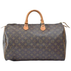 Vintage Louis Vuitton Speedy Monogram 40 866659 Brown Coated Canvas Satchel