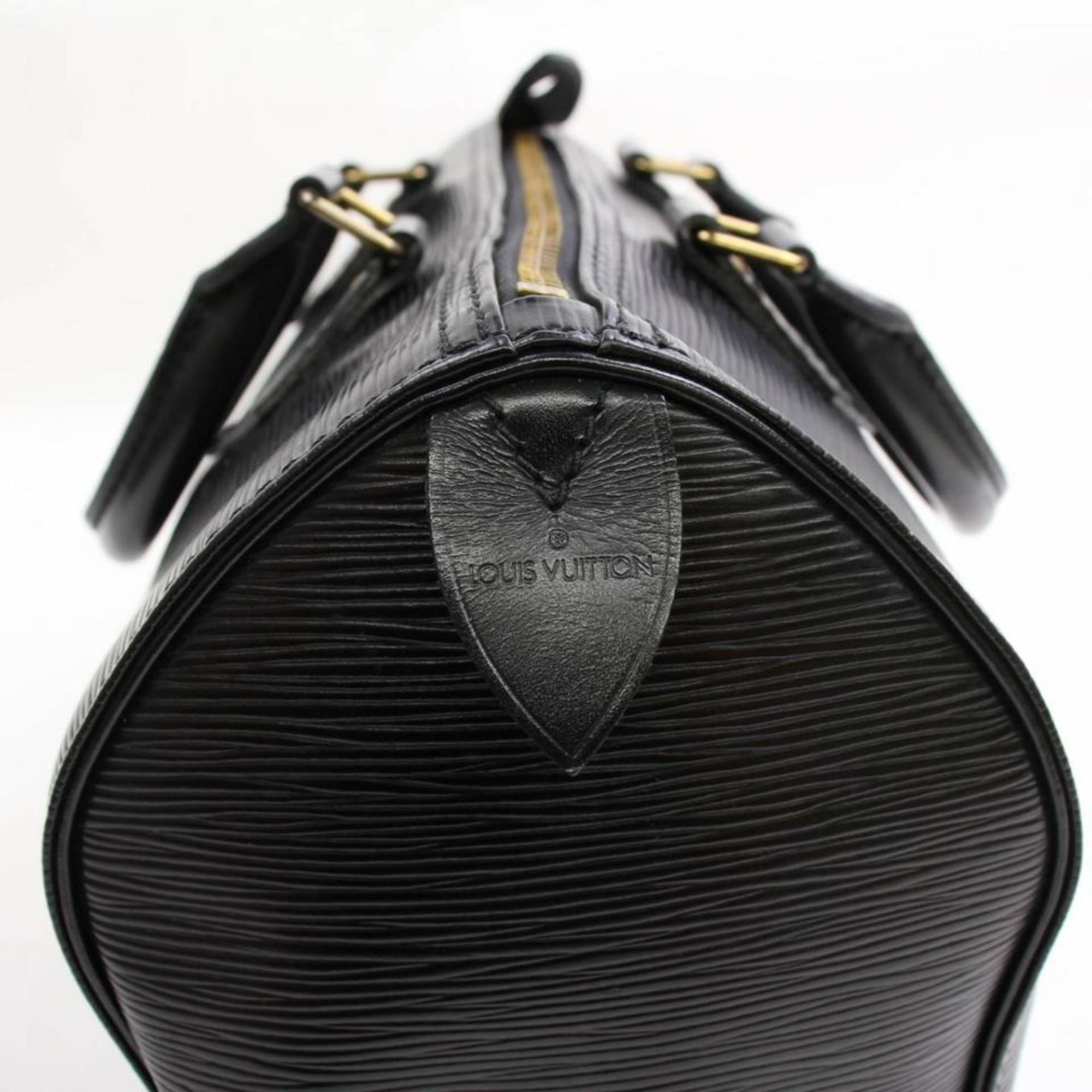 Louis Vuitton Speedy Noir 25 868360 Black Leather Satchel For Sale 7