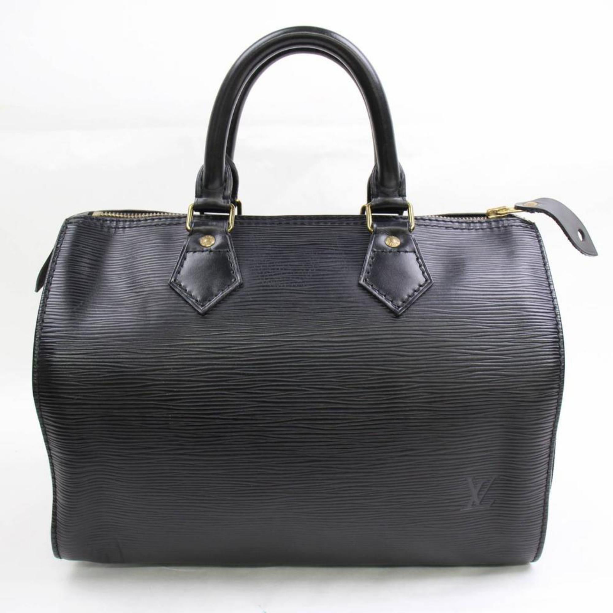 Louis Vuitton Speedy Noir 25 868360 Black Leather Satchel For Sale 2