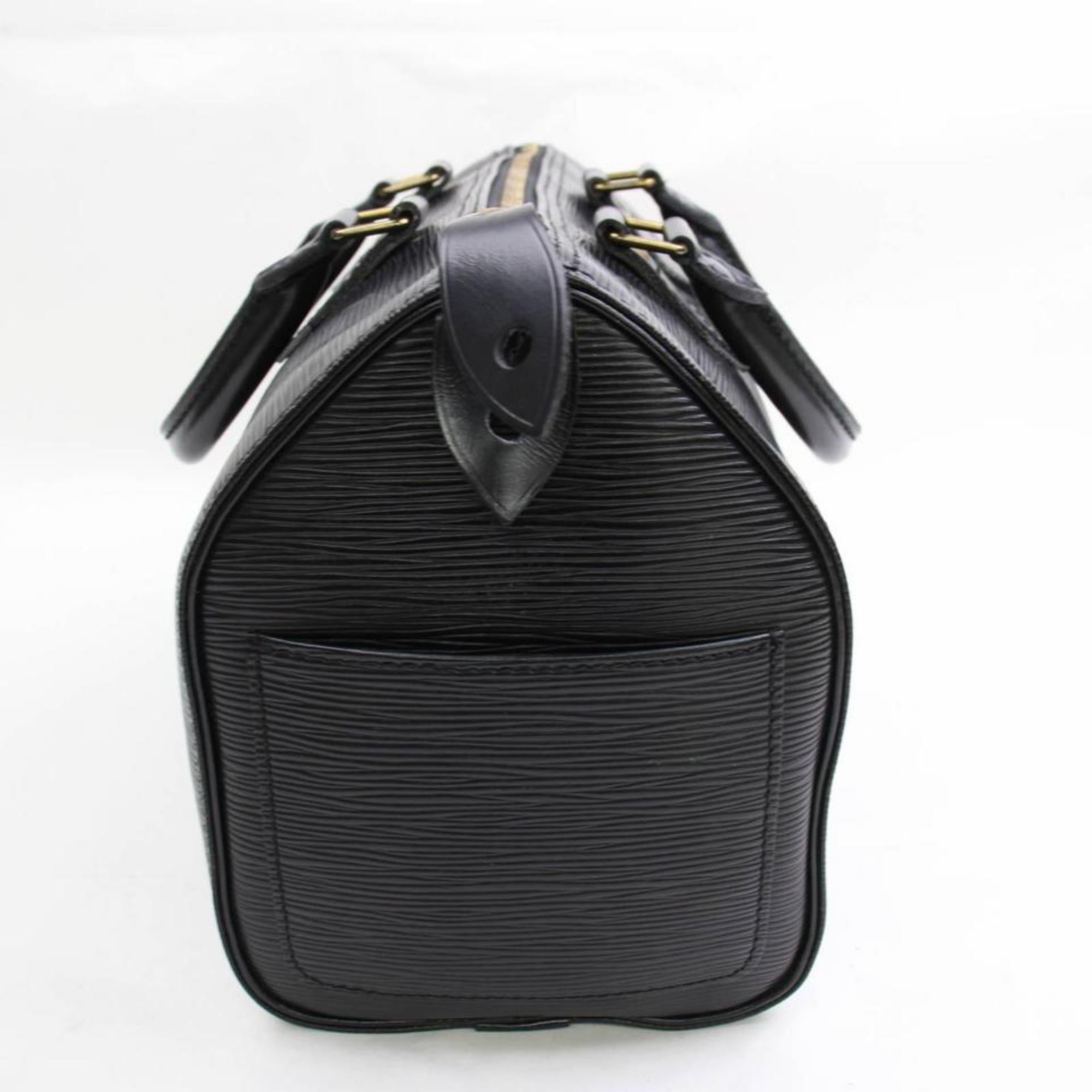 Louis Vuitton Speedy Noir 25 868360 Black Leather Satchel For Sale 4