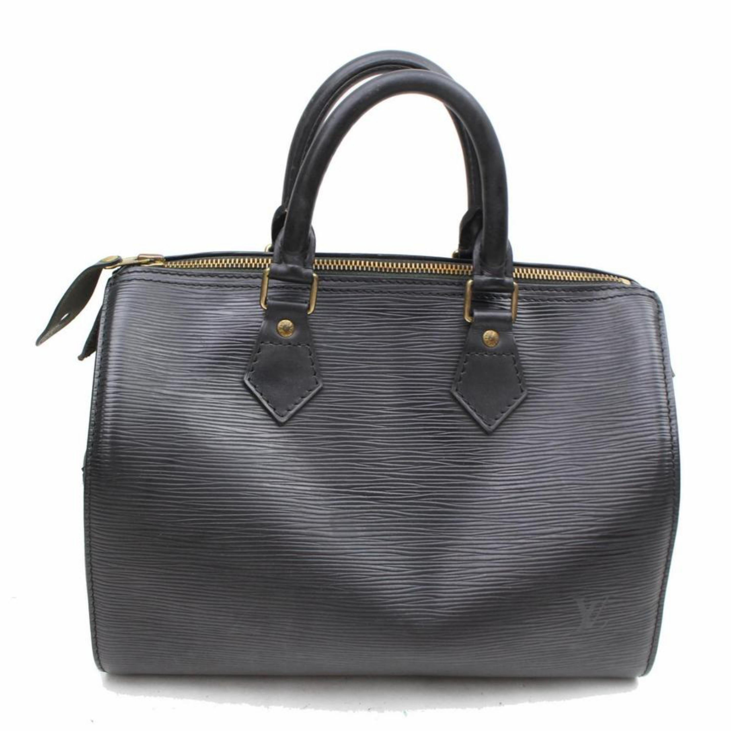 Louis Vuitton Speedy Noir 25 869188 Black Leather Satchel For Sale 5