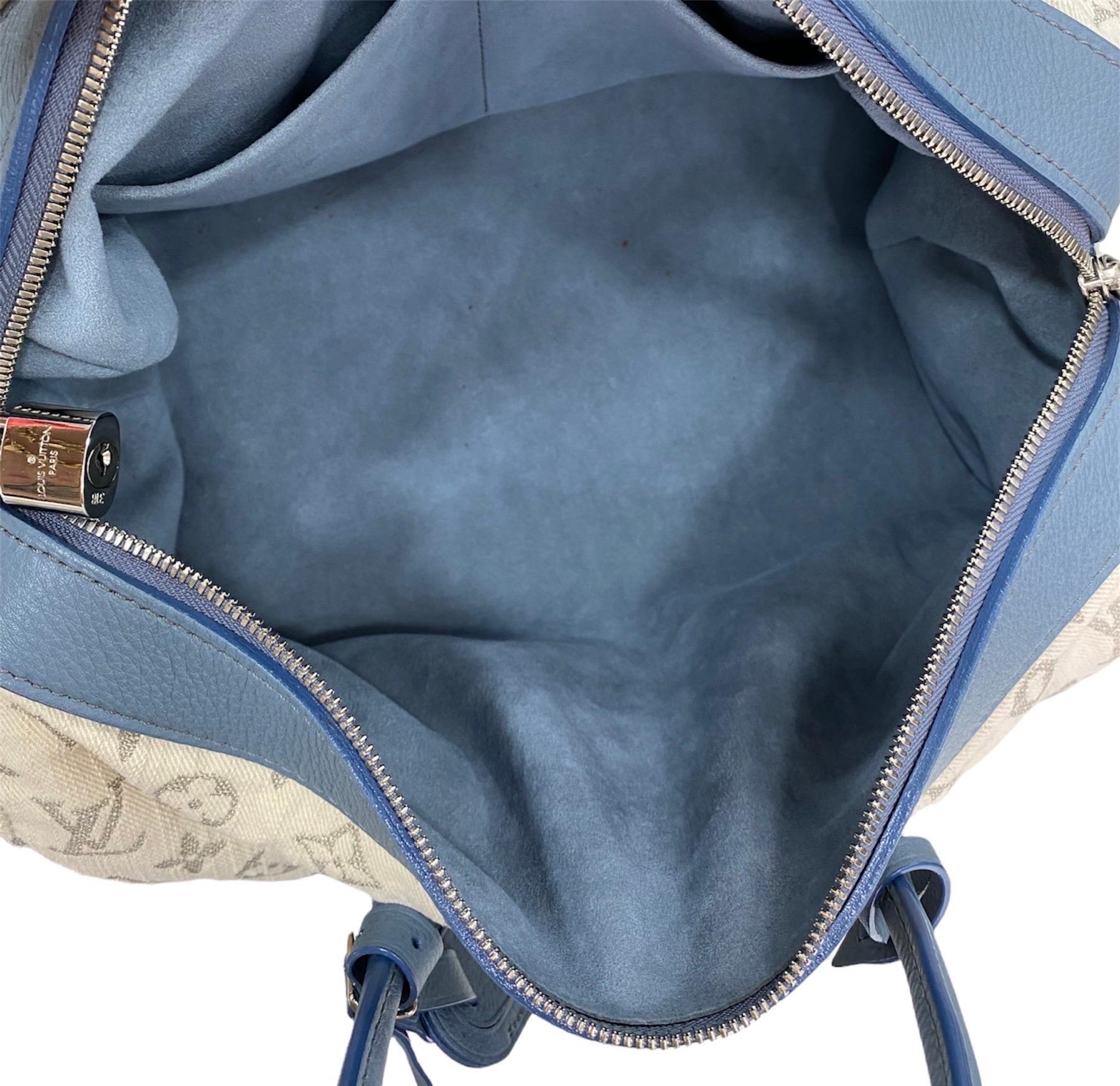 Louis Vuitton Speedy Roll Handbag Blue White  5