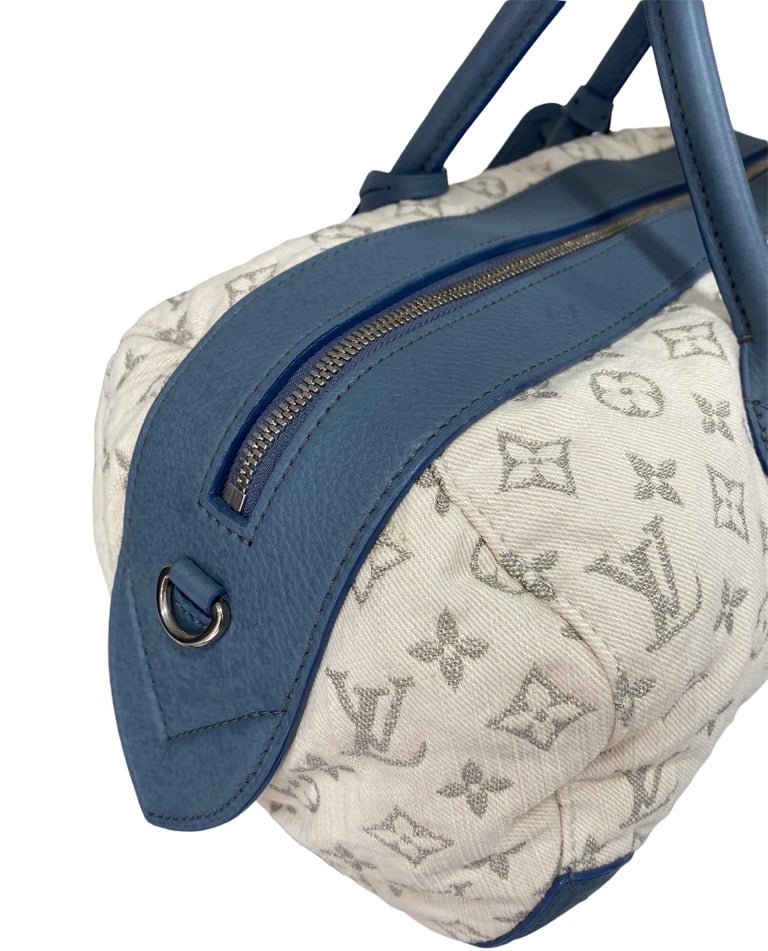 Louis Vuitton Speedy Roll Handbag Blue White For Sale at 1stDibs  louis  vuitton leather roll, lv speedy white, blue and white louis vuitton bag