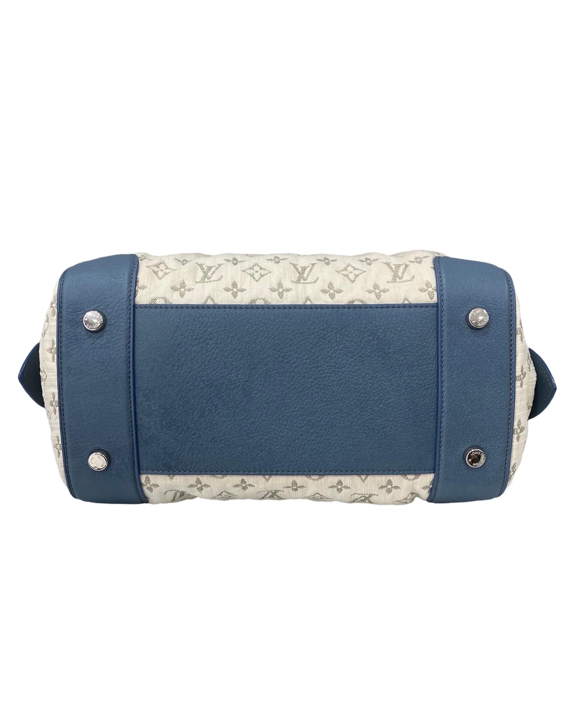 Women's or Men's Louis Vuitton Speedy Roll Handbag Blue White 