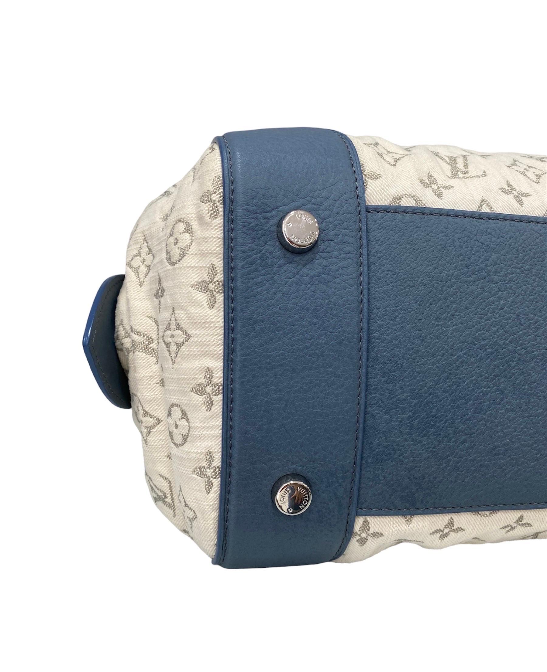 Louis Vuitton Speedy Roll Handbag Blue White  1