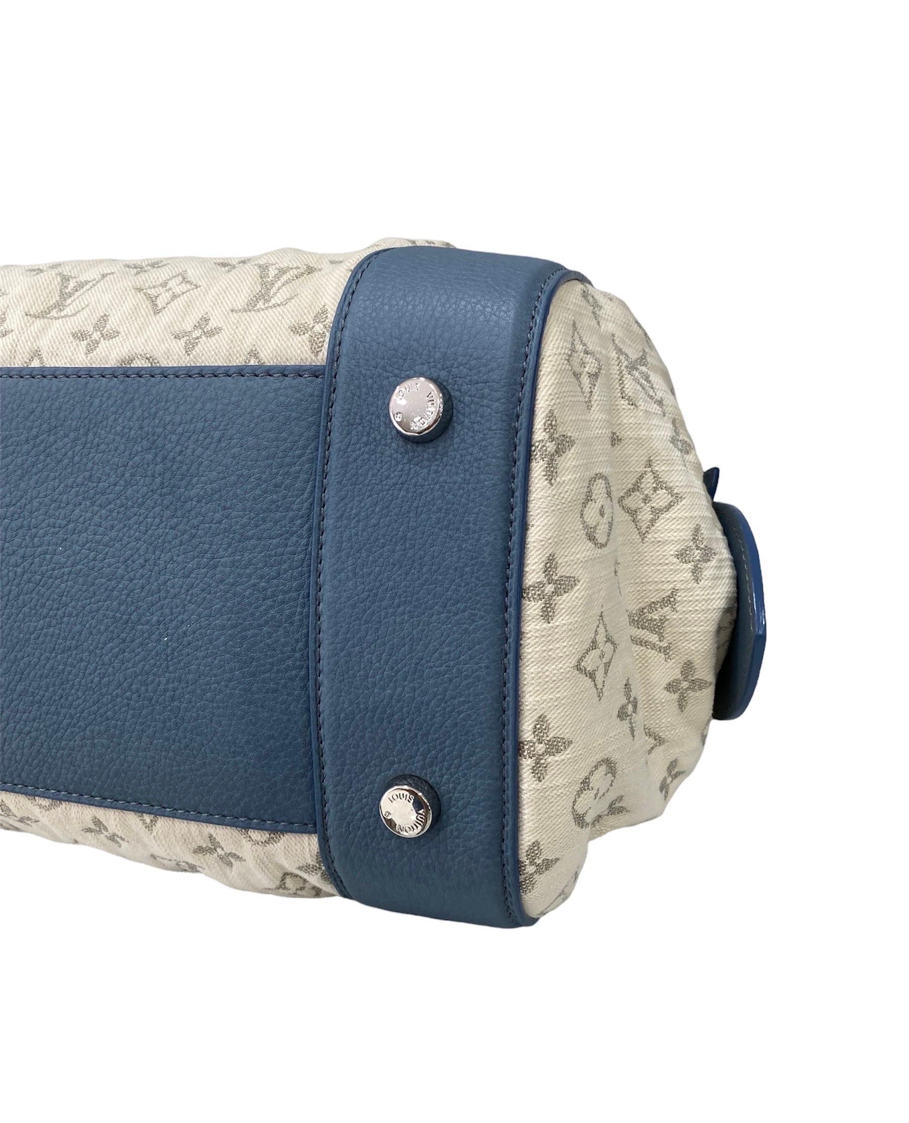 Louis Vuitton Speedy Roll Handbag Blue White  2