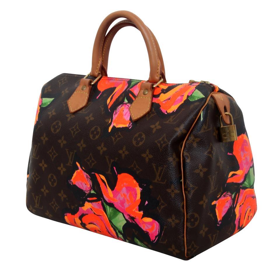 Louis Vuitton Speedy Stephen Sprouse Roses 30 Rare Rose Shoulder Bag In Good Condition For Sale In Downey, CA