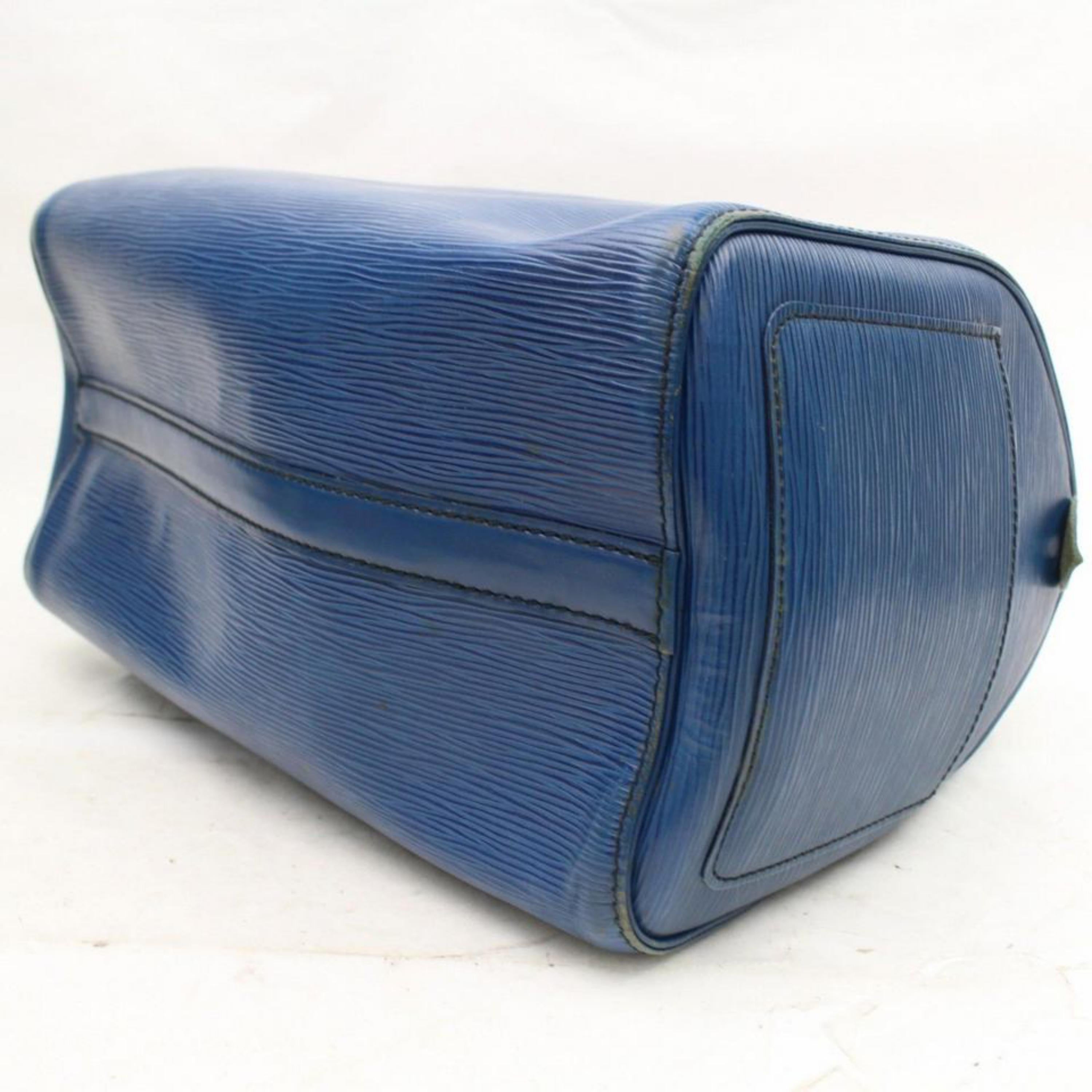Louis Vuitton Speedy Toledo 30 868320 Blue Leather Satchel For Sale 6