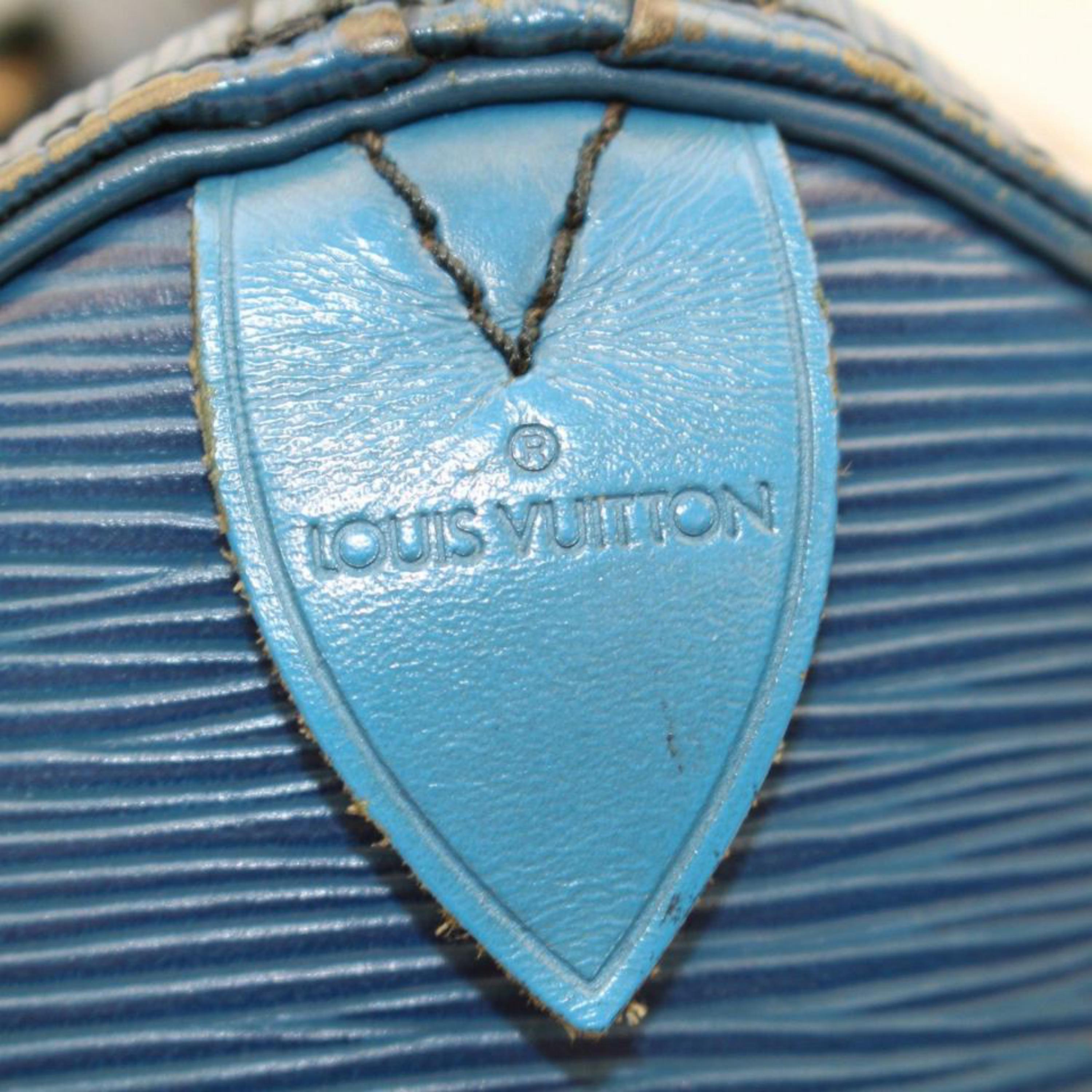 Louis Vuitton Speedy Toledo 30 868320 Blue Leather Satchel For Sale 8